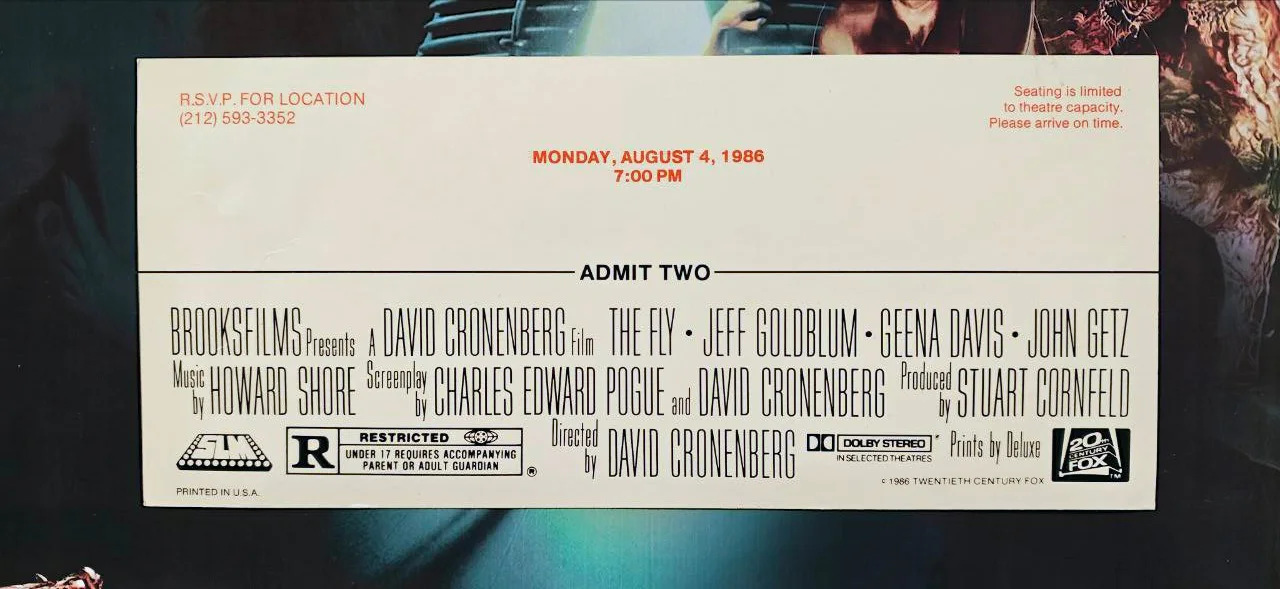 ORIGINAL - THE FLY JEFF GOLDBLUM PREMIERE LONDON TICKET 1986 FRAMED WOW, image 5