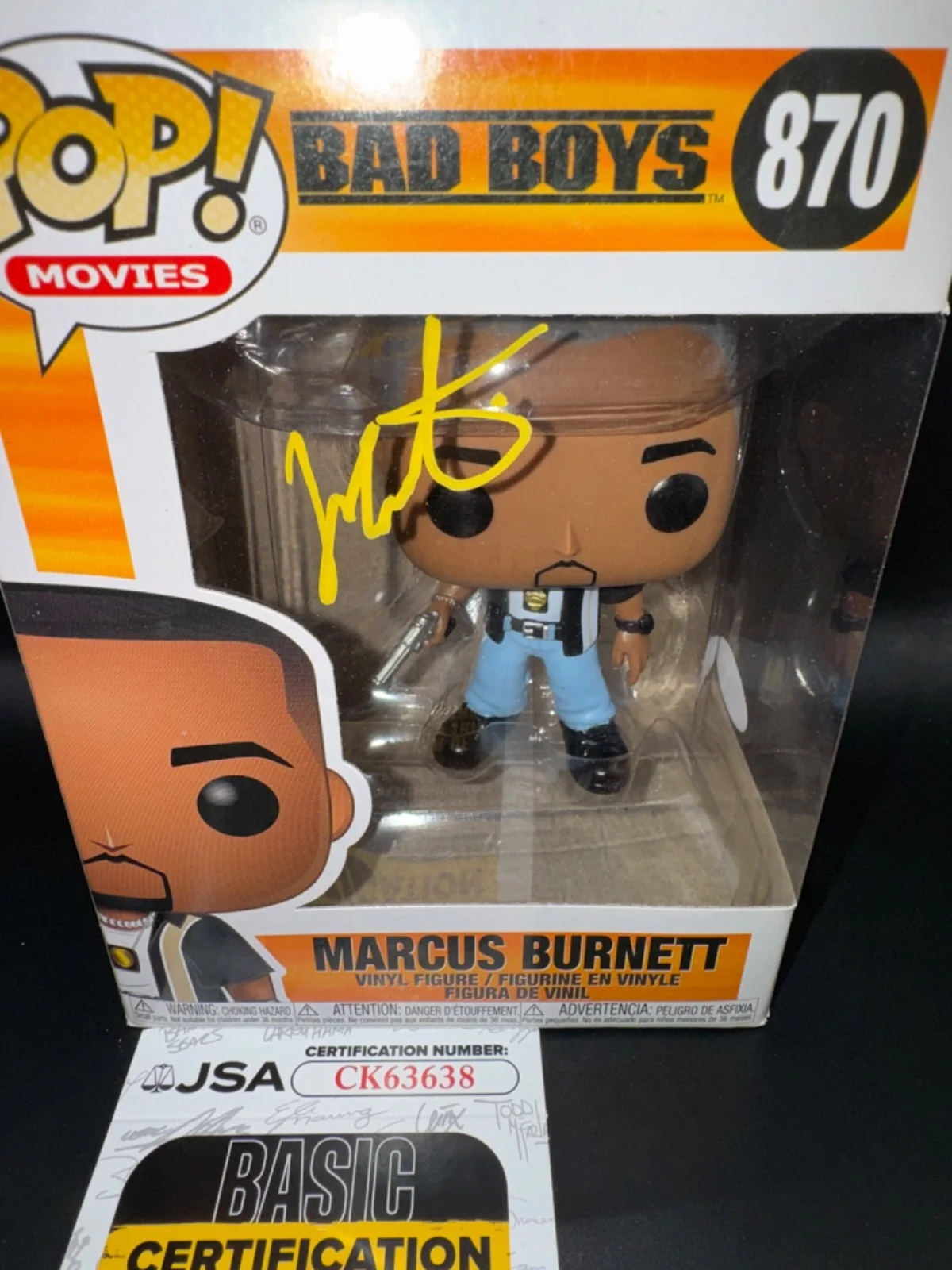 MARTIN LAWRENCE — MARTIN LAWRENCE signed MARCUS BURNETT FUNKO POP FIGURE BAD BOYS #870 w/ COA JSA, image 2
