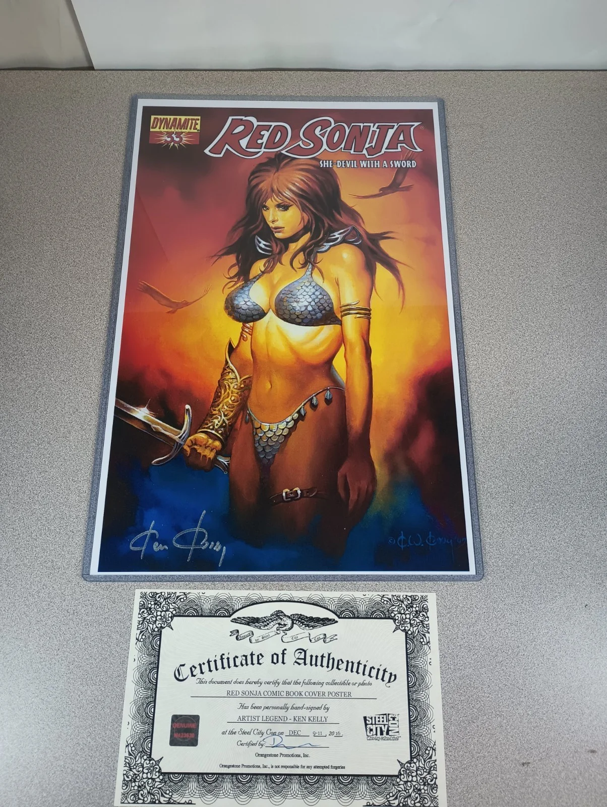 Ken Kelly — Red Sonja "She-Devil With A Sword" Ken Kelly Signed 11x17in Print w/ COA!