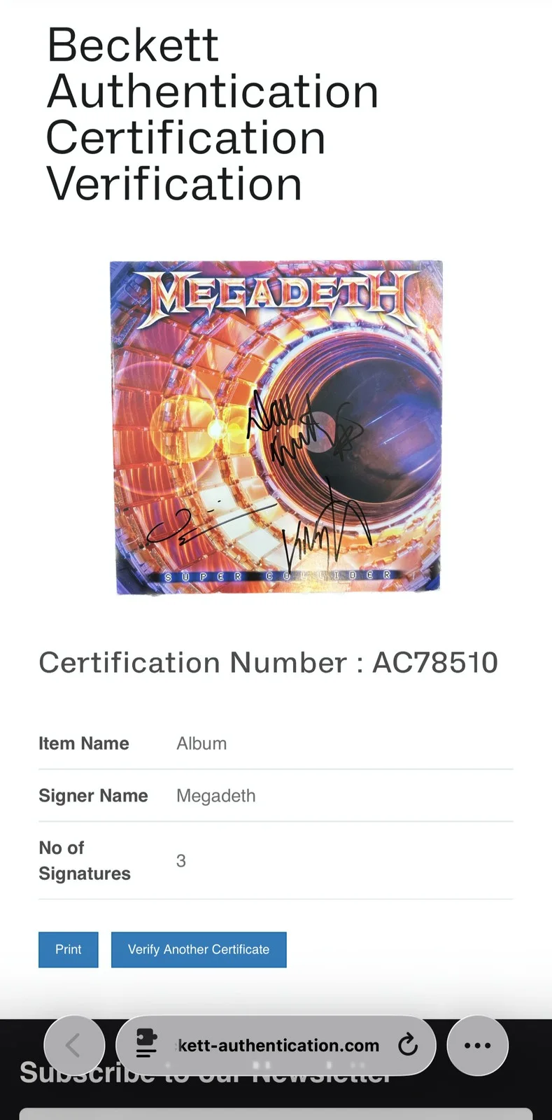 Megadeth Super Collider Album Cover Band Signed Dave Mustaine (Beckett), изображение 5