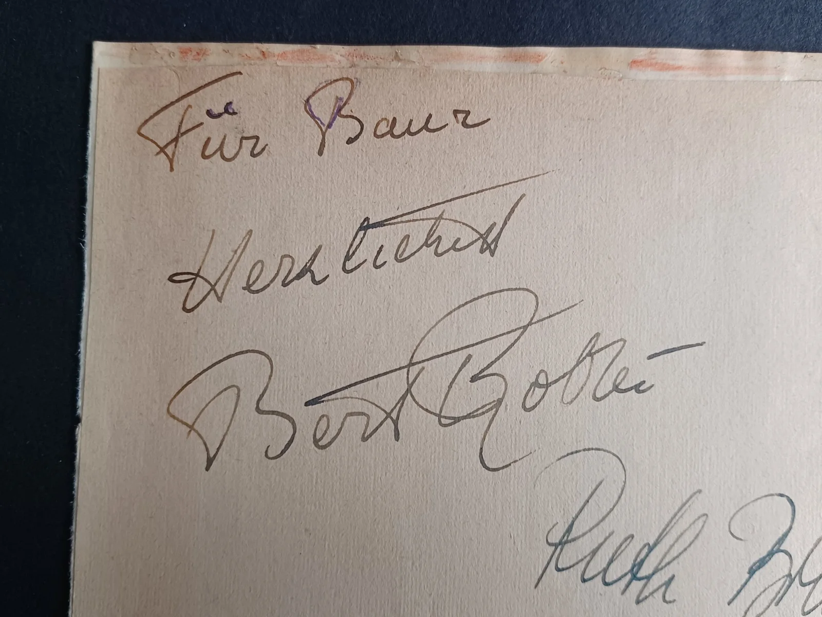 Ruth Bruck (d. 1998), Bert Robbe, Lucas Trio Signed Album Page -Actress, Singers, image 2