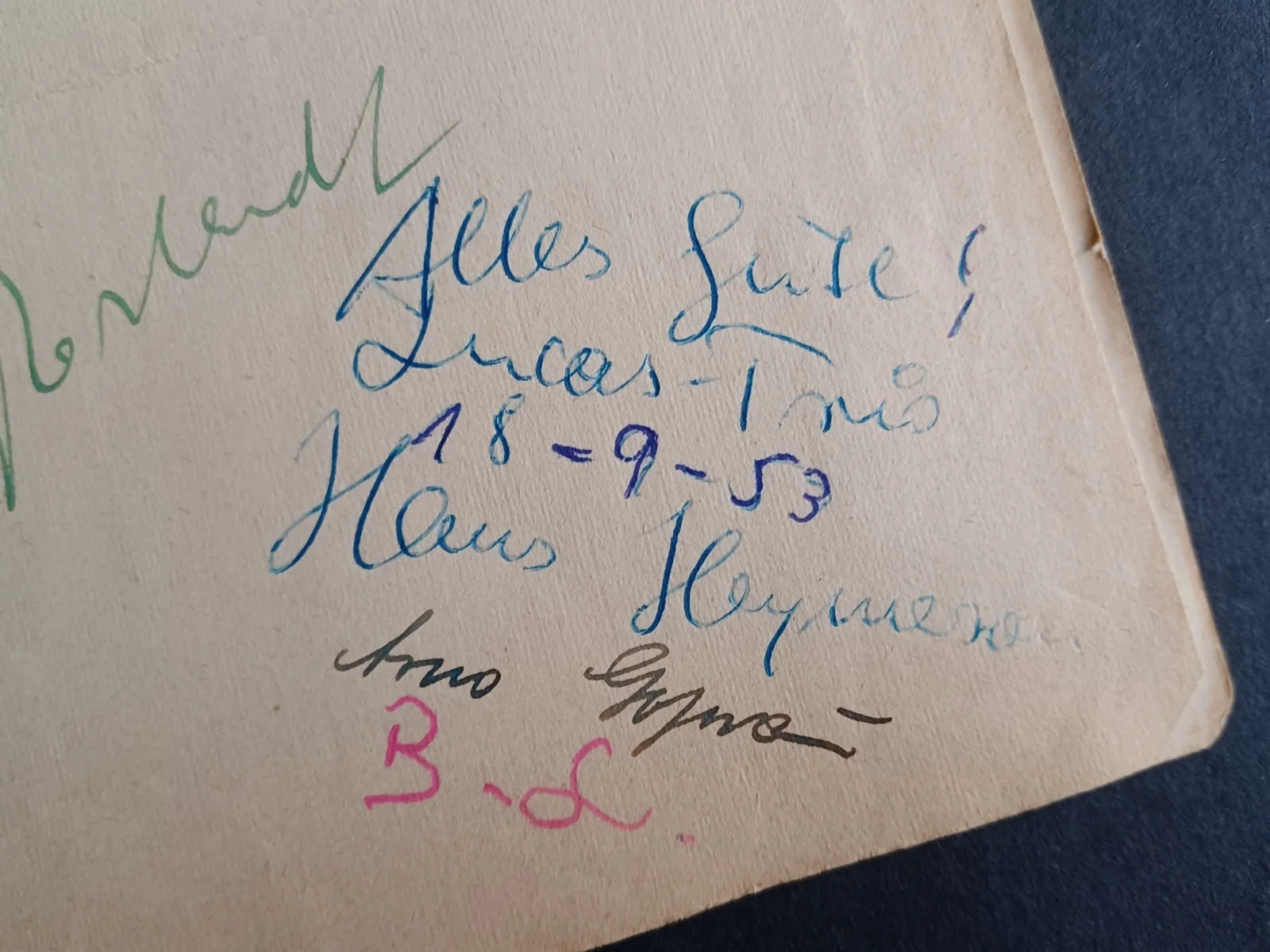 Ruth Bruck (d. 1998), Bert Robbe, Lucas Trio Signed Album Page -Actress, Singers, image 5