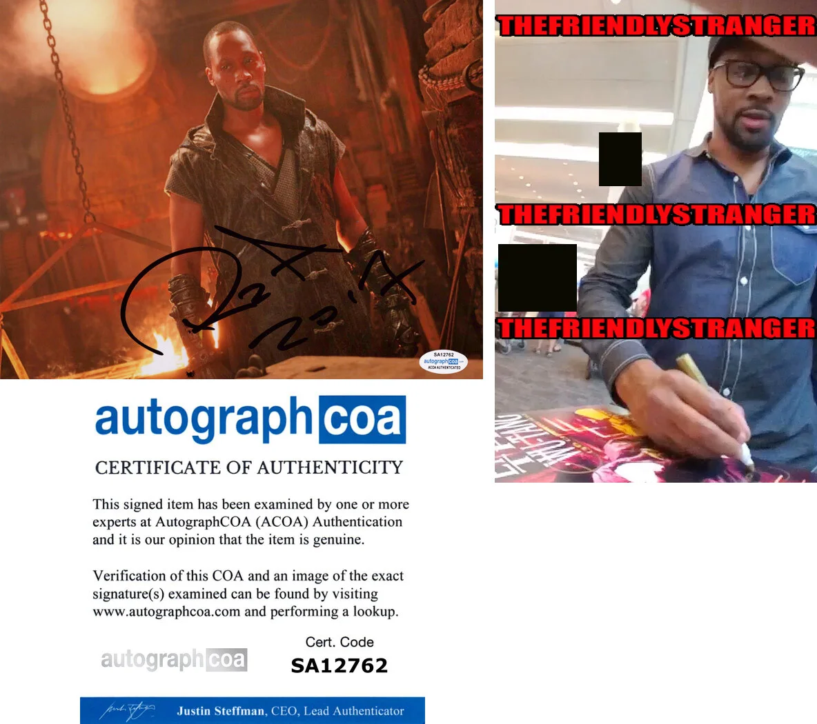 RZA — RZA signed "THE MAN WITH IRON FISTS" 8x10 Photo d PROOF Wu Tang Clan ACOA COA