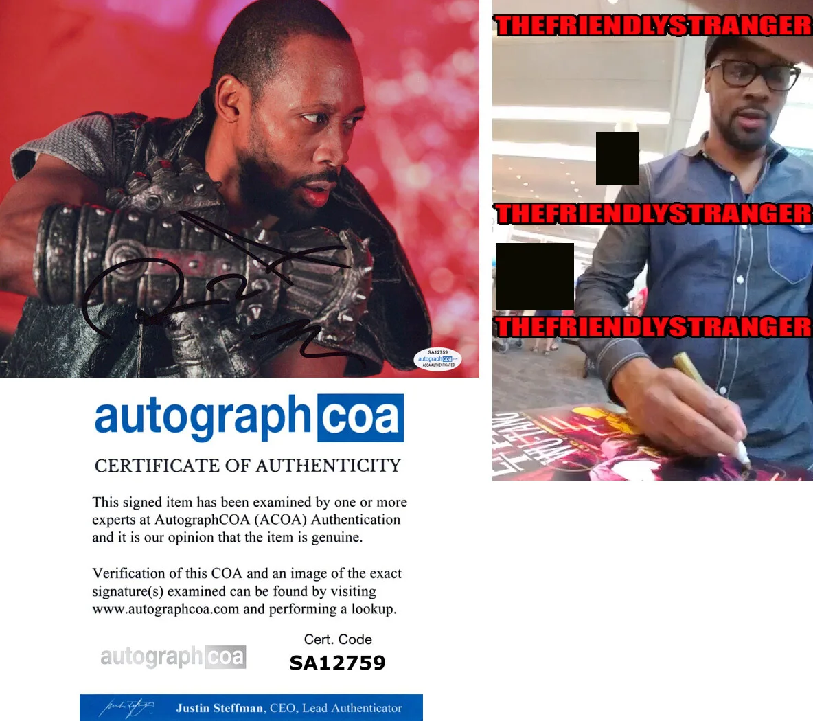 RZA — RZA signed "MAN WITH IRON FISTS" 8x10 Photo a Auto PROOF Wu Tang Clan ACOA COA