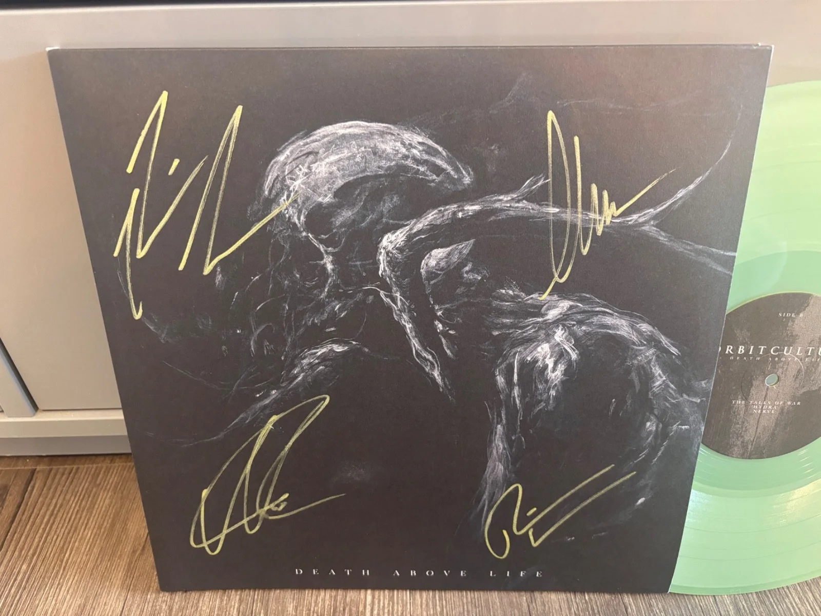 ORBIT CULTURE SIGNED AUTOGRAPHED GREEN LP VINYL DEATH ABOVE LIFE RARE X4 NIKLAS, изображение 2