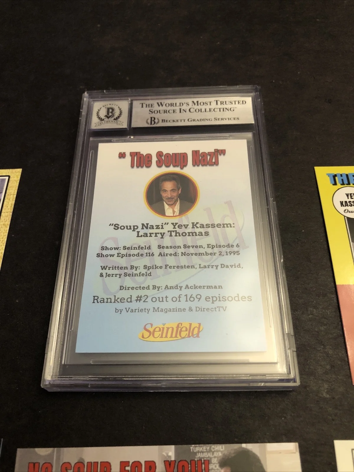 LARRY THOMAS — BECKETT 10 GEM MINT AUTO LARRY THOMAS CUSTOM CARD SEINFELD SOUP NAZI *FREE* 579, изображение 4