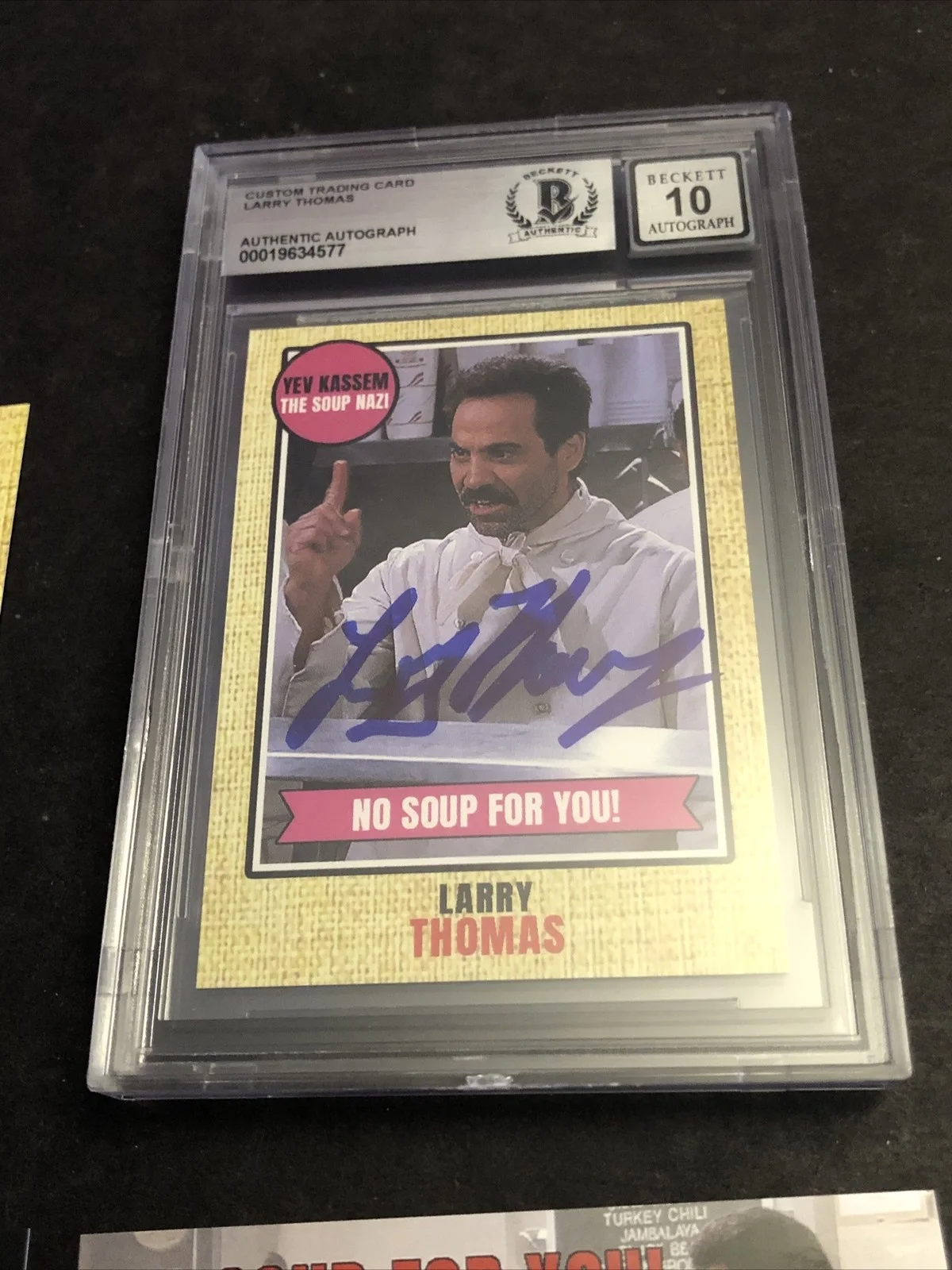 LARRY THOMAS — BECKETT 10 GEM MINT AUTO LARRY THOMAS CUSTOM CARD SEINFELD SOUP NAZI *FREE* 577, изображение 2