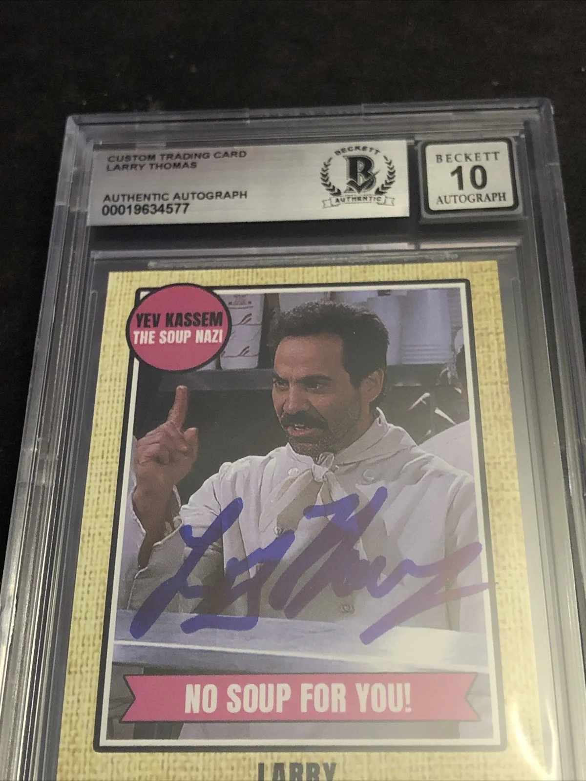 LARRY THOMAS — BECKETT 10 GEM MINT AUTO LARRY THOMAS CUSTOM CARD SEINFELD SOUP NAZI *FREE* 577, изображение 3