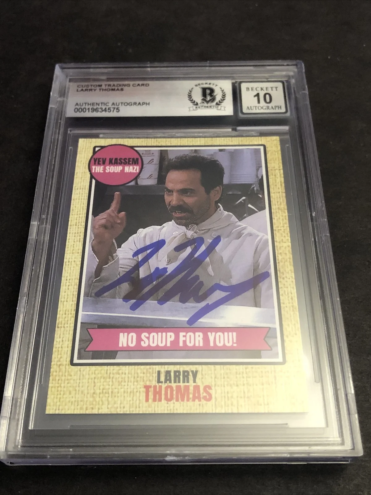 LARRY THOMAS — BECKETT 10 GEM MINT AUTO LARRY THOMAS CUSTOM CARD SEINFELD SOUP NAZI *FREE* 575, изображение 2