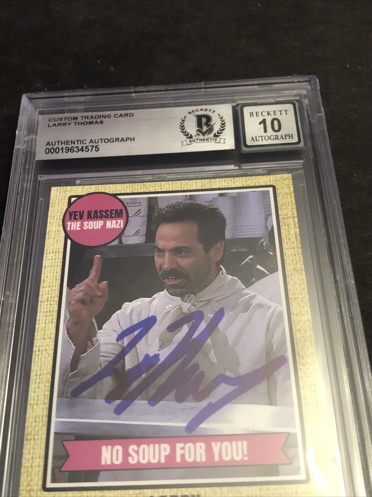 LARRY THOMAS — BECKETT 10 GEM MINT AUTO LARRY THOMAS CUSTOM CARD SEINFELD SOUP NAZI *FREE* 575, изображение 3