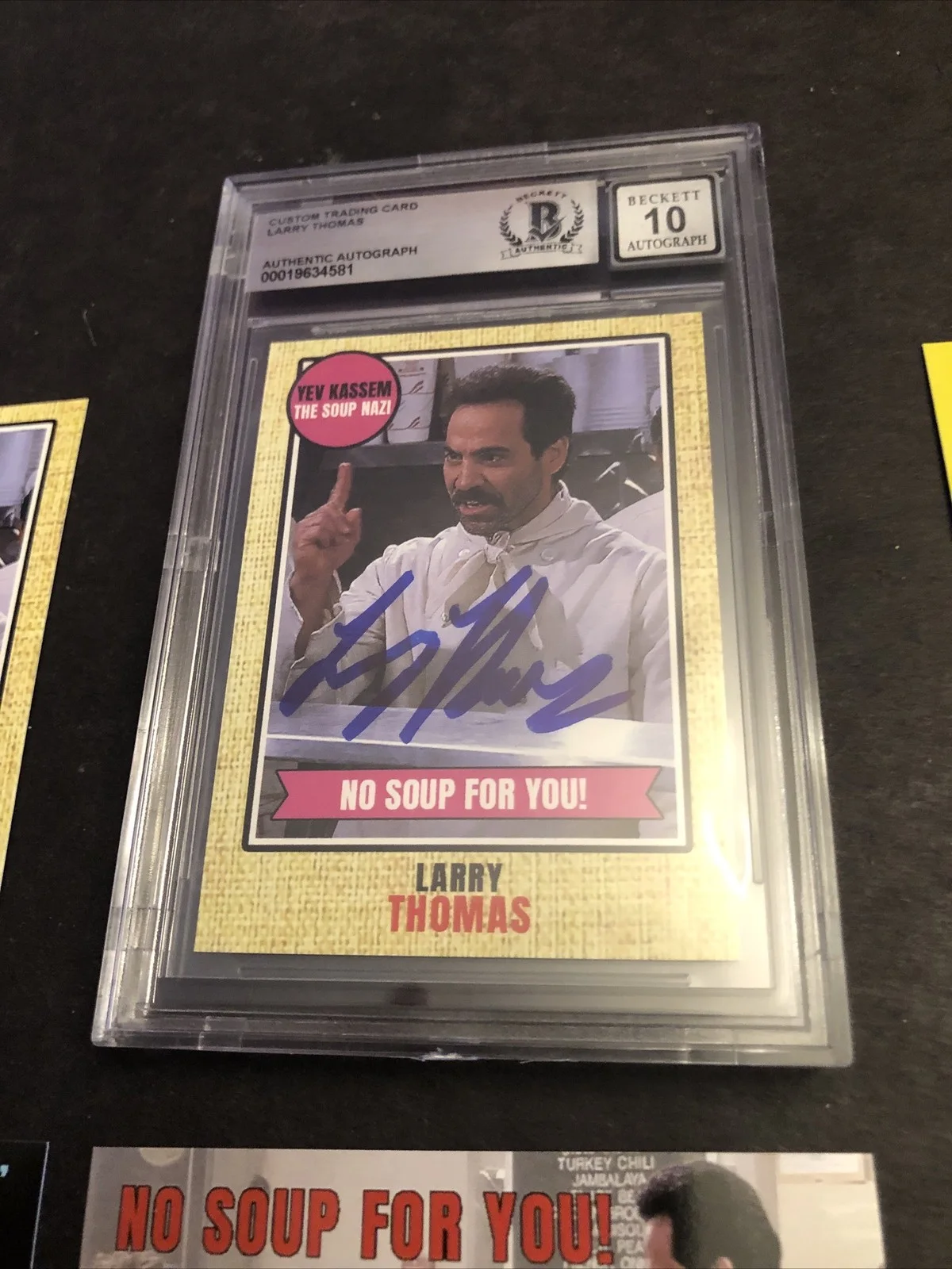 LARRY THOMAS — BECKETT 10 GEM MINT AUTO LARRY THOMAS CUSTOM CARD SEINFELD SOUP NAZI *FREE* 581, image 2