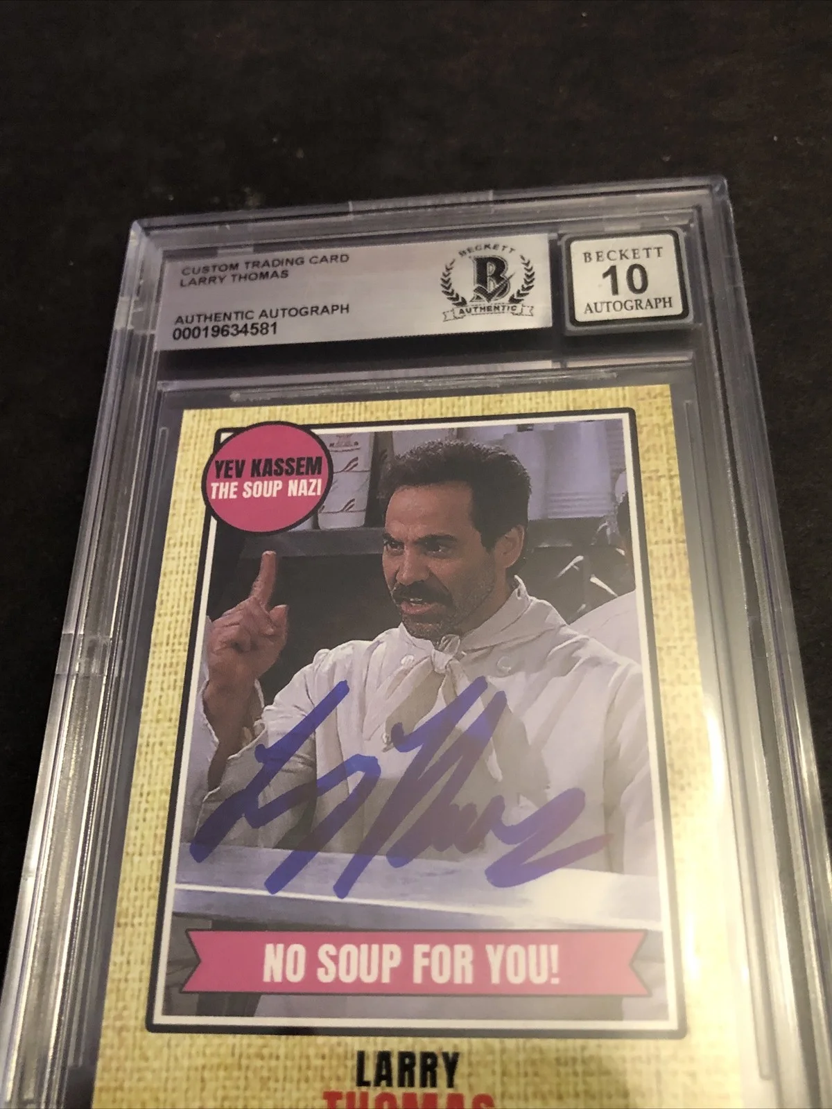LARRY THOMAS — BECKETT 10 GEM MINT AUTO LARRY THOMAS CUSTOM CARD SEINFELD SOUP NAZI *FREE* 581, image 3