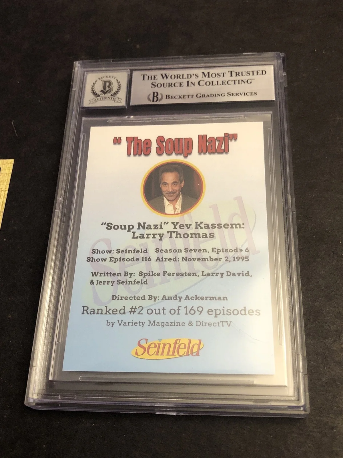 LARRY THOMAS — BECKETT 10 GEM MINT AUTO LARRY THOMAS CUSTOM CARD SEINFELD SOUP NAZI *FREE* 581, image 4
