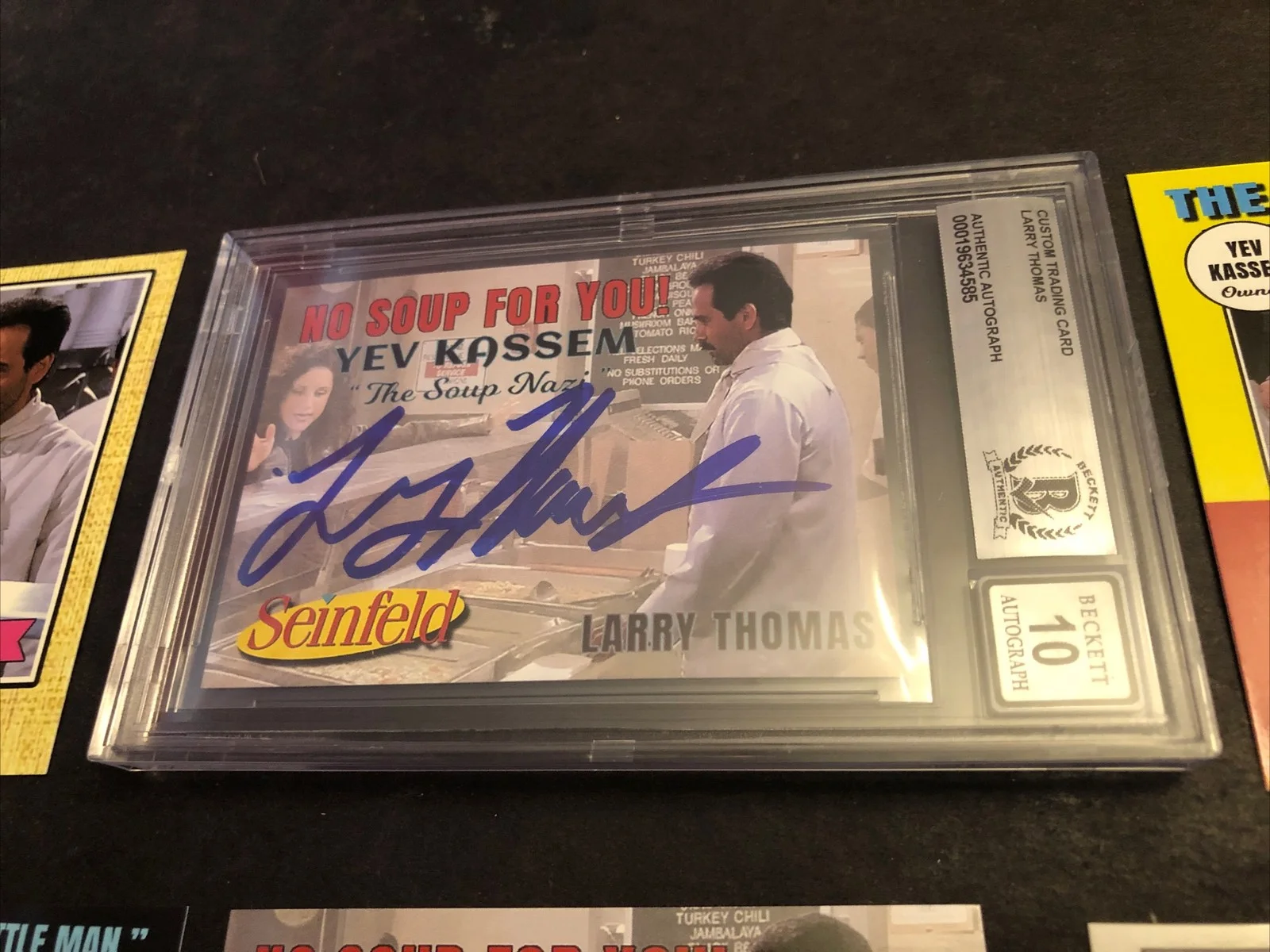 LARRY THOMAS — BECKETT 10 GEM MINT AUTO LARRY THOMAS CUSTOM CARD SEINFELD SOUP NAZI *FREE* 585, image 2