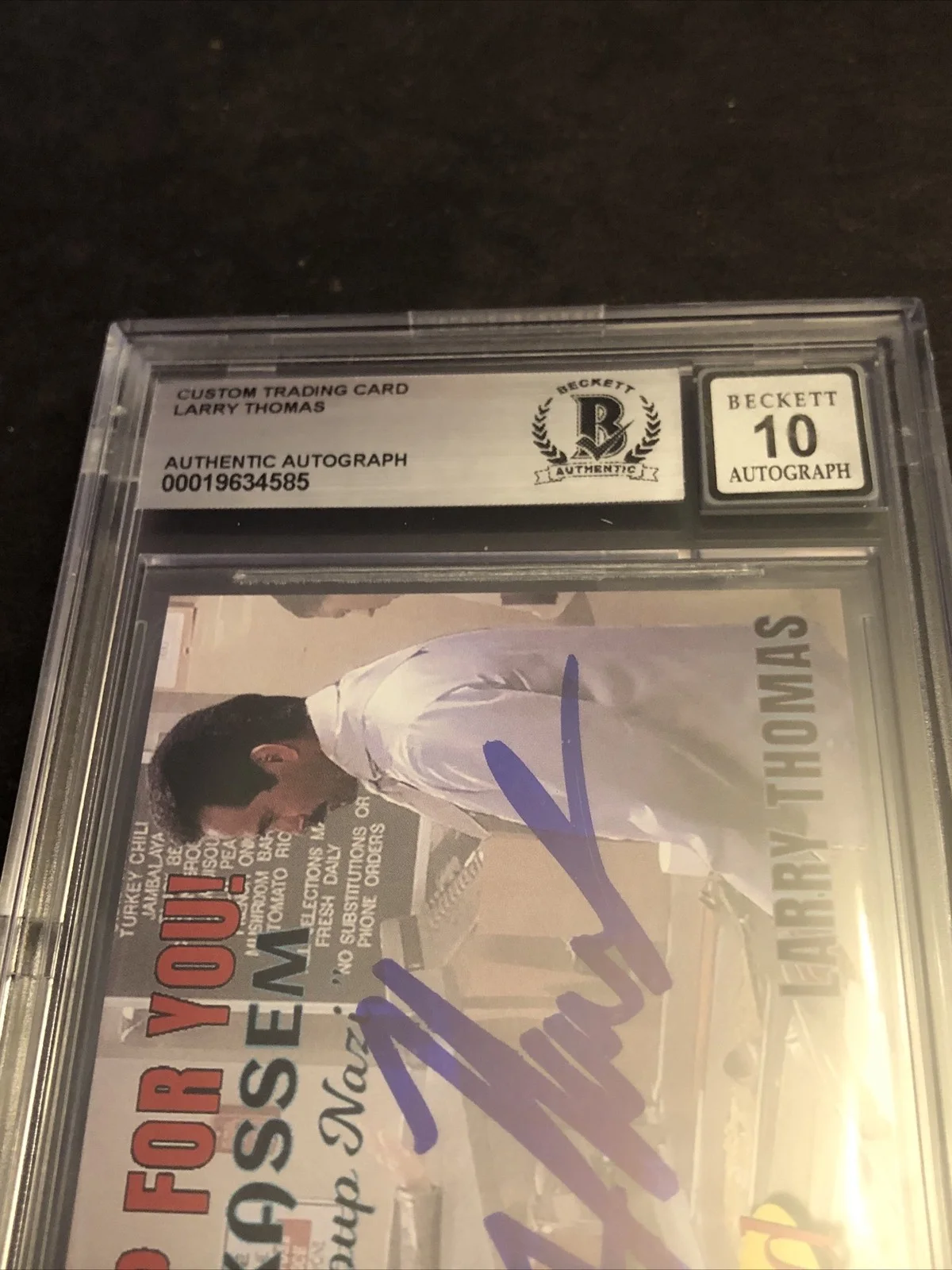 LARRY THOMAS — BECKETT 10 GEM MINT AUTO LARRY THOMAS CUSTOM CARD SEINFELD SOUP NAZI *FREE* 585, image 4