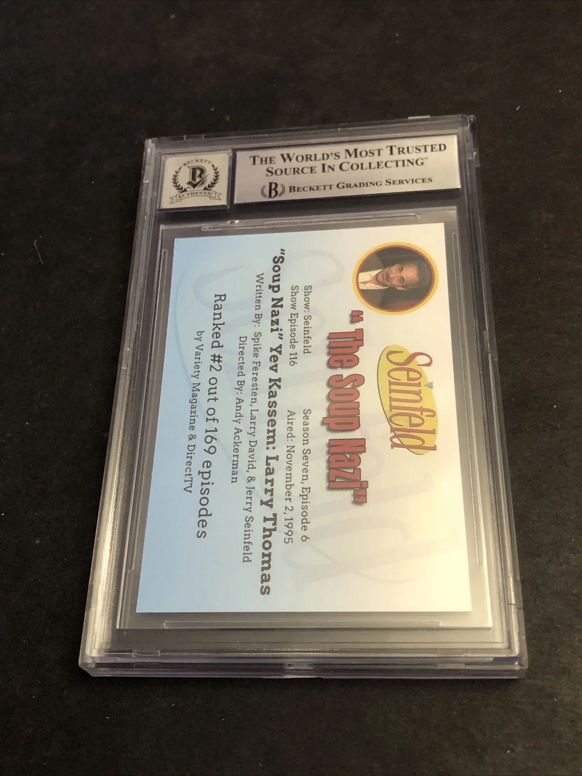 LARRY THOMAS — BECKETT 10 GEM MINT AUTO LARRY THOMAS CUSTOM CARD SEINFELD SOUP NAZI *FREE* 585, image 5