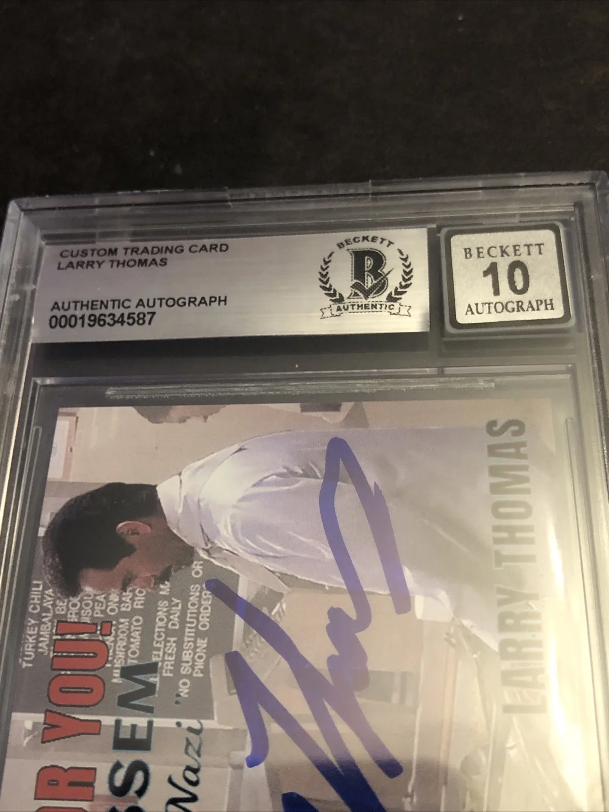LARRY THOMAS — BECKETT 10 GEM MINT AUTO LARRY THOMAS CUSTOM CARD SEINFELD SOUP NAZI *FREE* 583, image 4