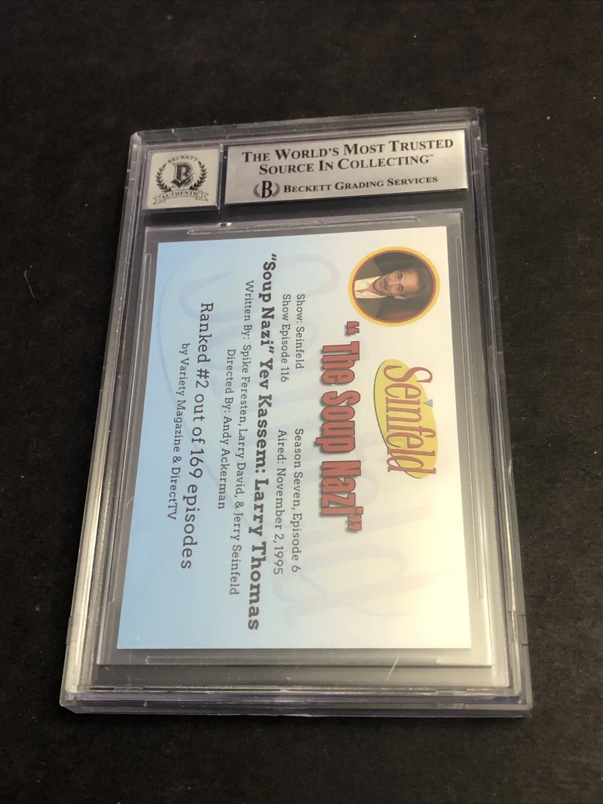 LARRY THOMAS — BECKETT 10 GEM MINT AUTO LARRY THOMAS CUSTOM CARD SEINFELD SOUP NAZI *FREE* 583, image 5