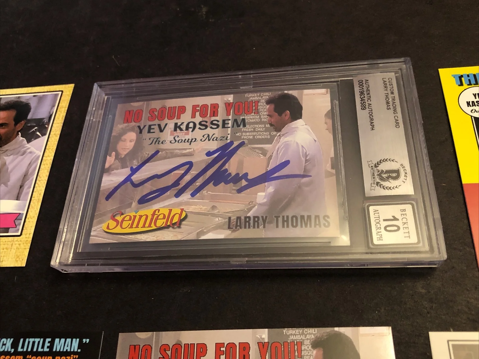 LARRY THOMAS — BECKETT 10 GEM MINT AUTO LARRY THOMAS CUSTOM CARD SEINFELD SOUP NAZI *FREE* 589, image 2