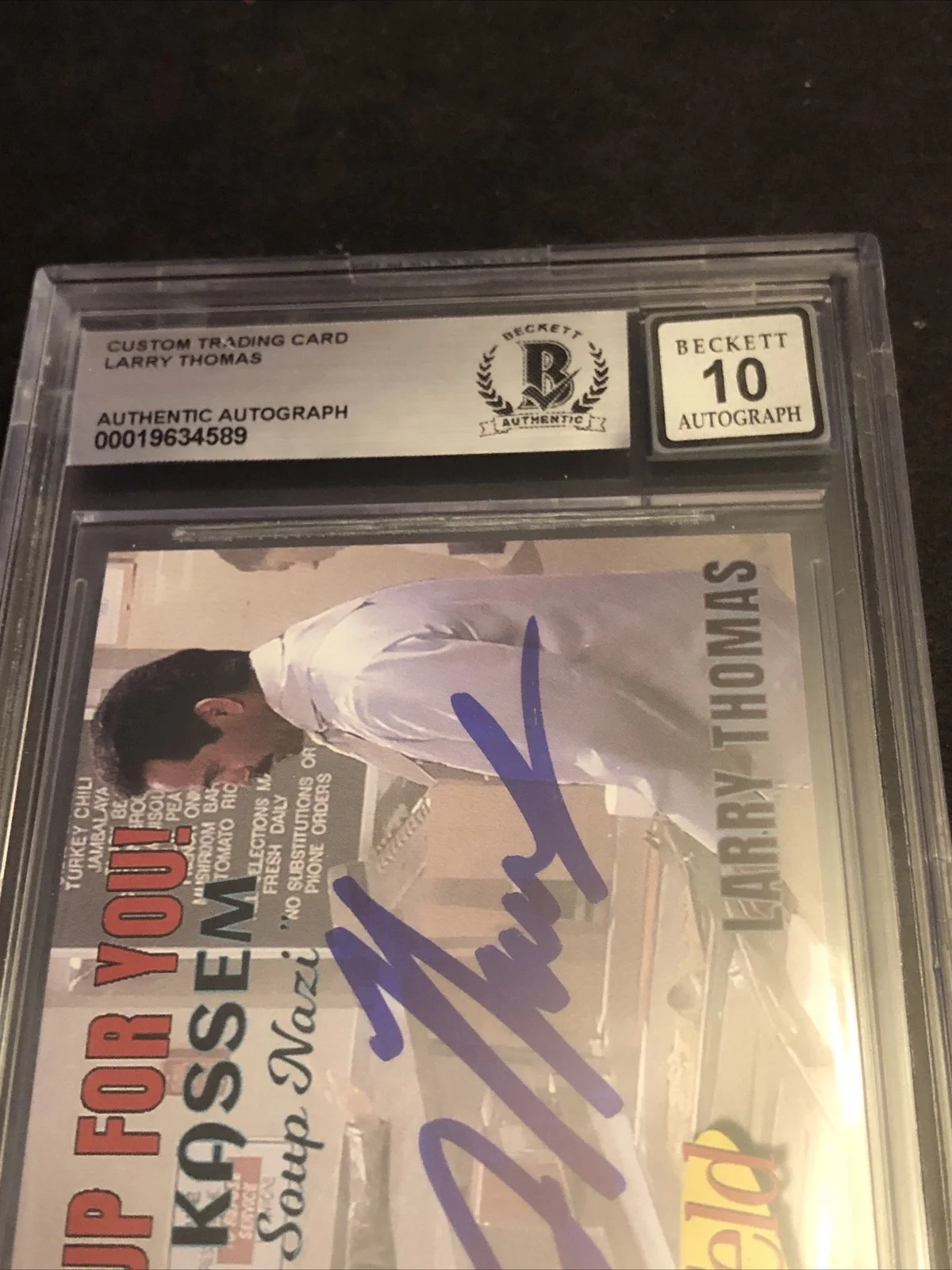 LARRY THOMAS — BECKETT 10 GEM MINT AUTO LARRY THOMAS CUSTOM CARD SEINFELD SOUP NAZI *FREE* 589, image 4