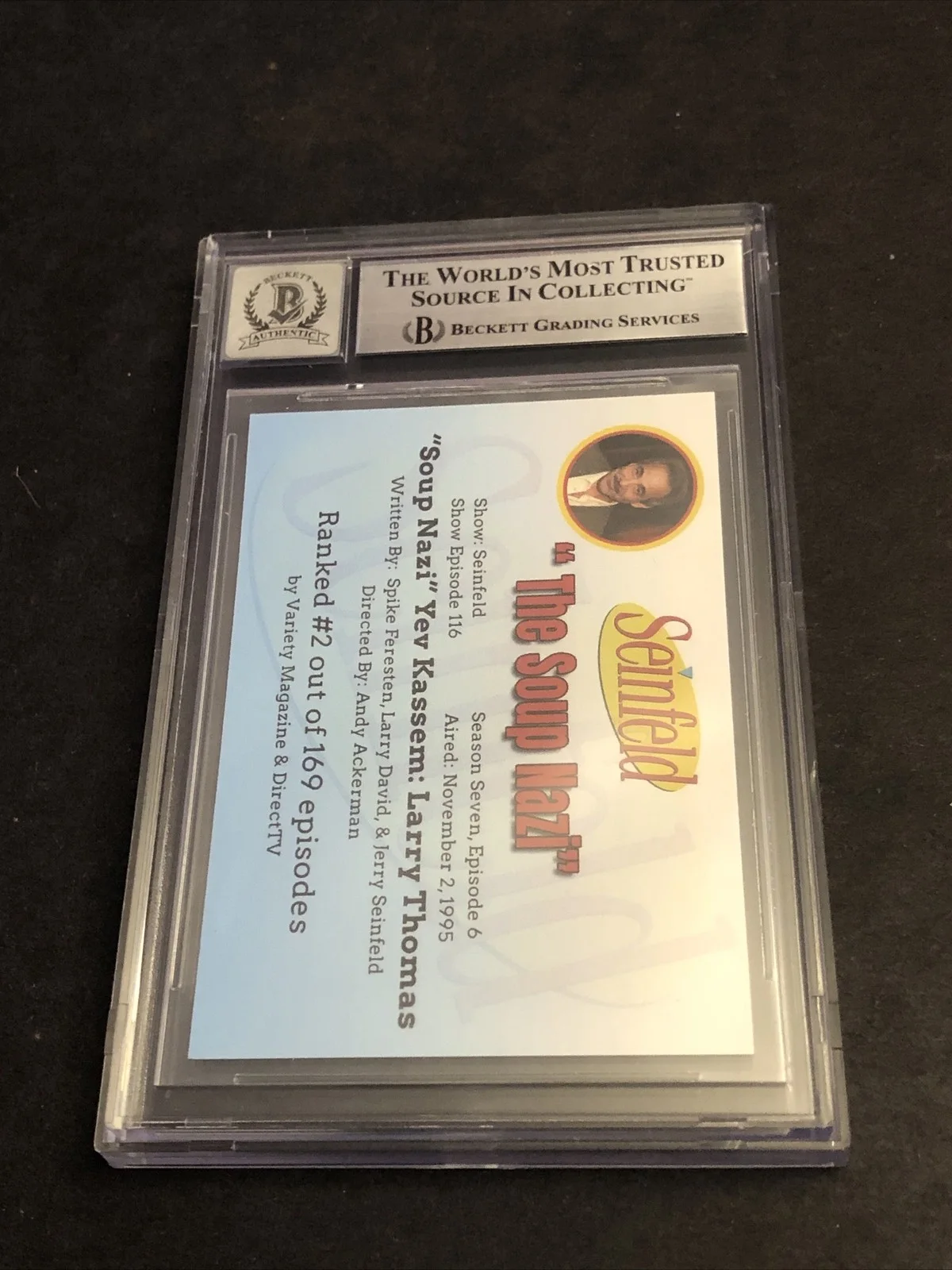 LARRY THOMAS — BECKETT 10 GEM MINT AUTO LARRY THOMAS CUSTOM CARD SEINFELD SOUP NAZI *FREE* 589, image 5