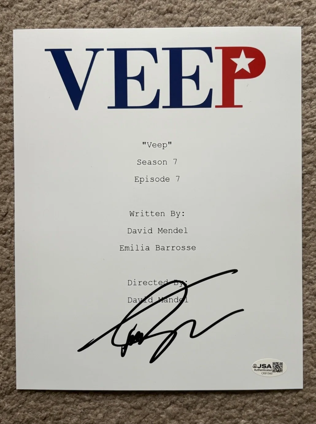 Timothy Simons — Timothy Simons Signed Autographed Veep Script Cover 8x10 Photo Finale JSA COA!, image 2