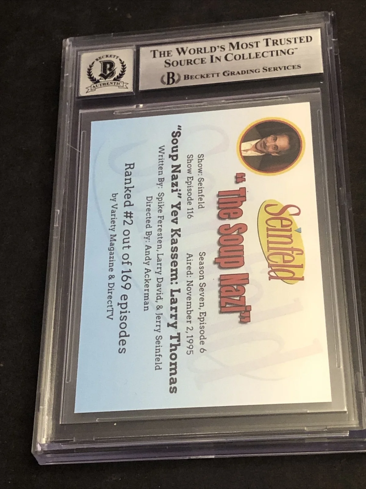 LARRY THOMAS — BECKETT 10 GEM MINT AUTO LARRY THOMAS CUSTOM CARD SEINFELD SOUP NAZI *FREE* 591, image 5