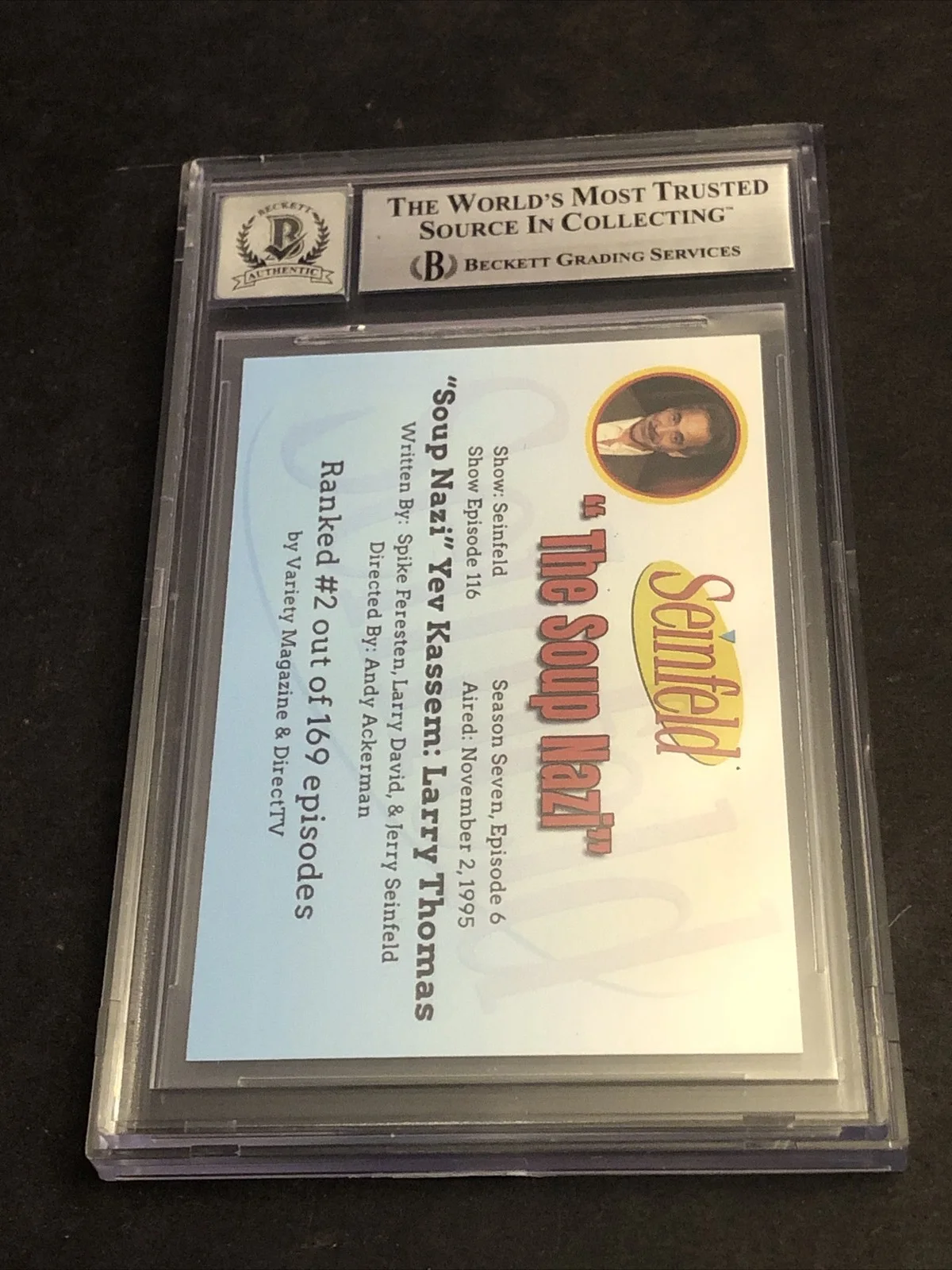 LARRY THOMAS — BECKETT 10 GEM MINT AUTO LARRY THOMAS CUSTOM CARD SEINFELD SOUP NAZI *FREE* 569, image 5