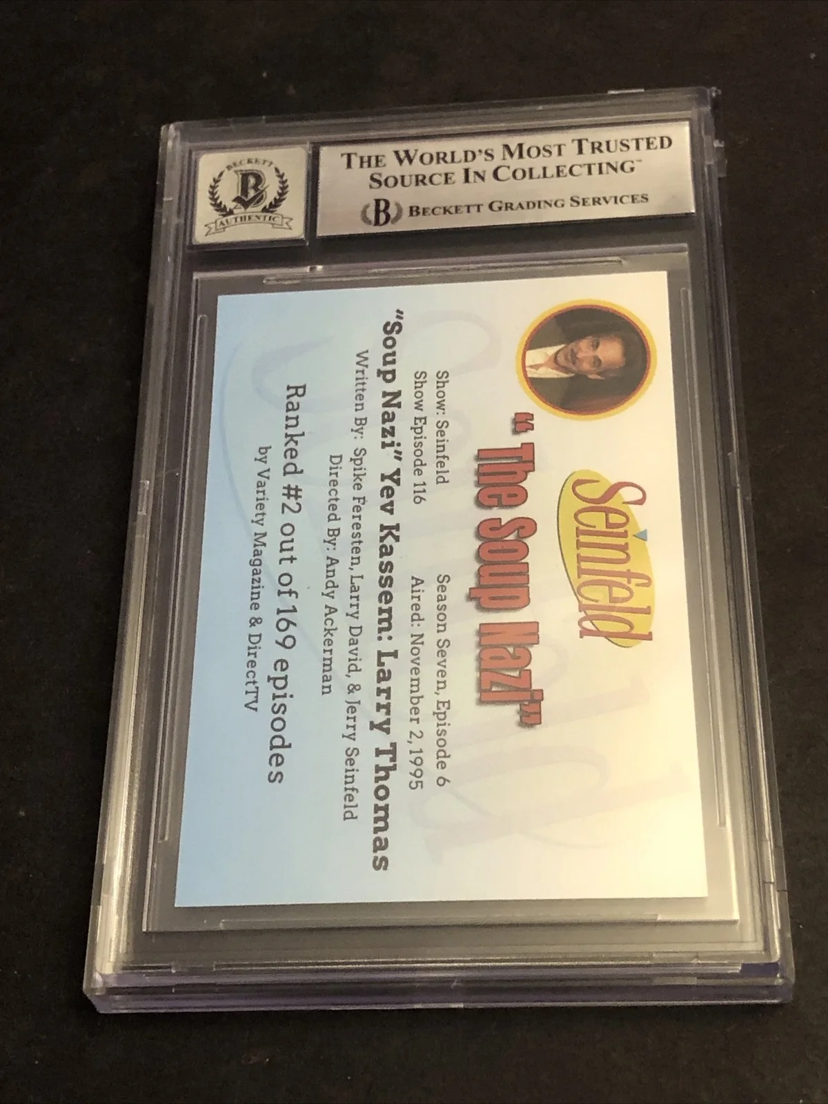 LARRY THOMAS — BECKETT 10 GEM MINT AUTO LARRY THOMAS CUSTOM CARD SEINFELD SOUP NAZI *FREE* 567, image 5