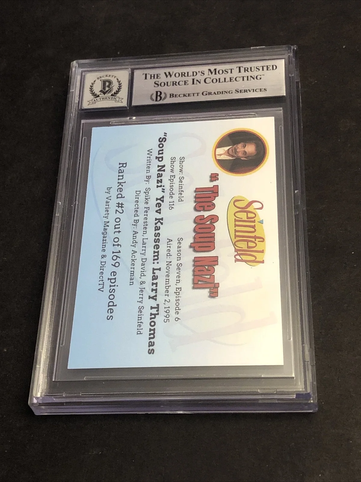 LARRY THOMAS — BECKETT 10 GEM MINT AUTO LARRY THOMAS CUSTOM CARD SEINFELD SOUP NAZI *FREE* 573, image 5