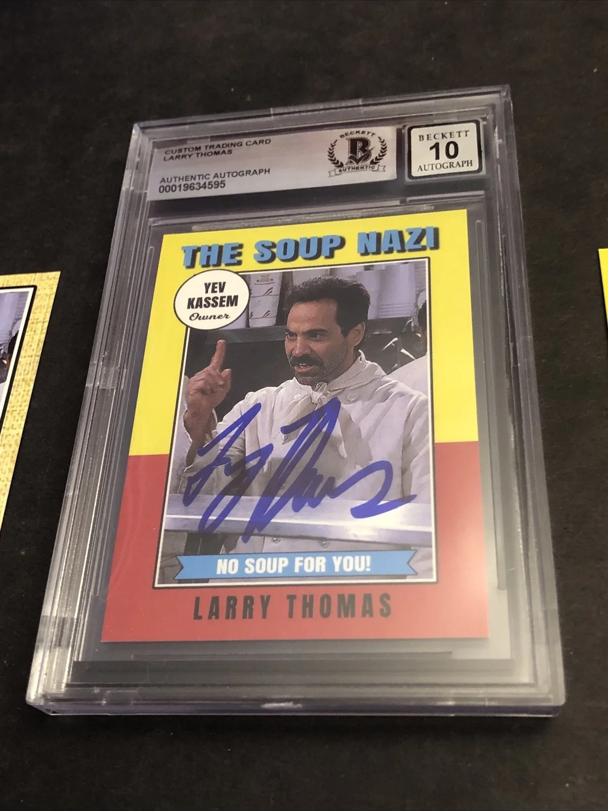 LARRY THOMAS — BECKETT 10 GEM MINT AUTO LARRY THOMAS CUSTOM CARD SEINFELD SOUP NAZI *FREE* 595, image 2
