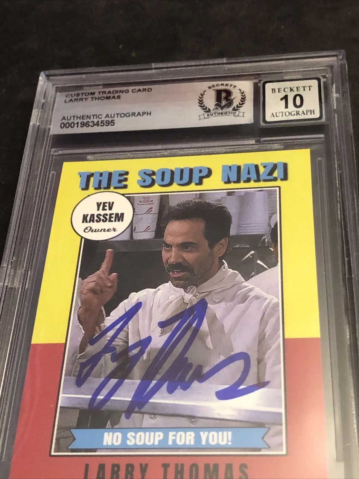 LARRY THOMAS — BECKETT 10 GEM MINT AUTO LARRY THOMAS CUSTOM CARD SEINFELD SOUP NAZI *FREE* 595, image 3