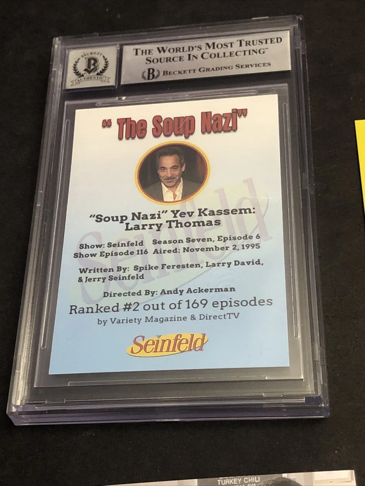 LARRY THOMAS — BECKETT 10 GEM MINT AUTO LARRY THOMAS CUSTOM CARD SEINFELD SOUP NAZI *FREE* 595, image 4
