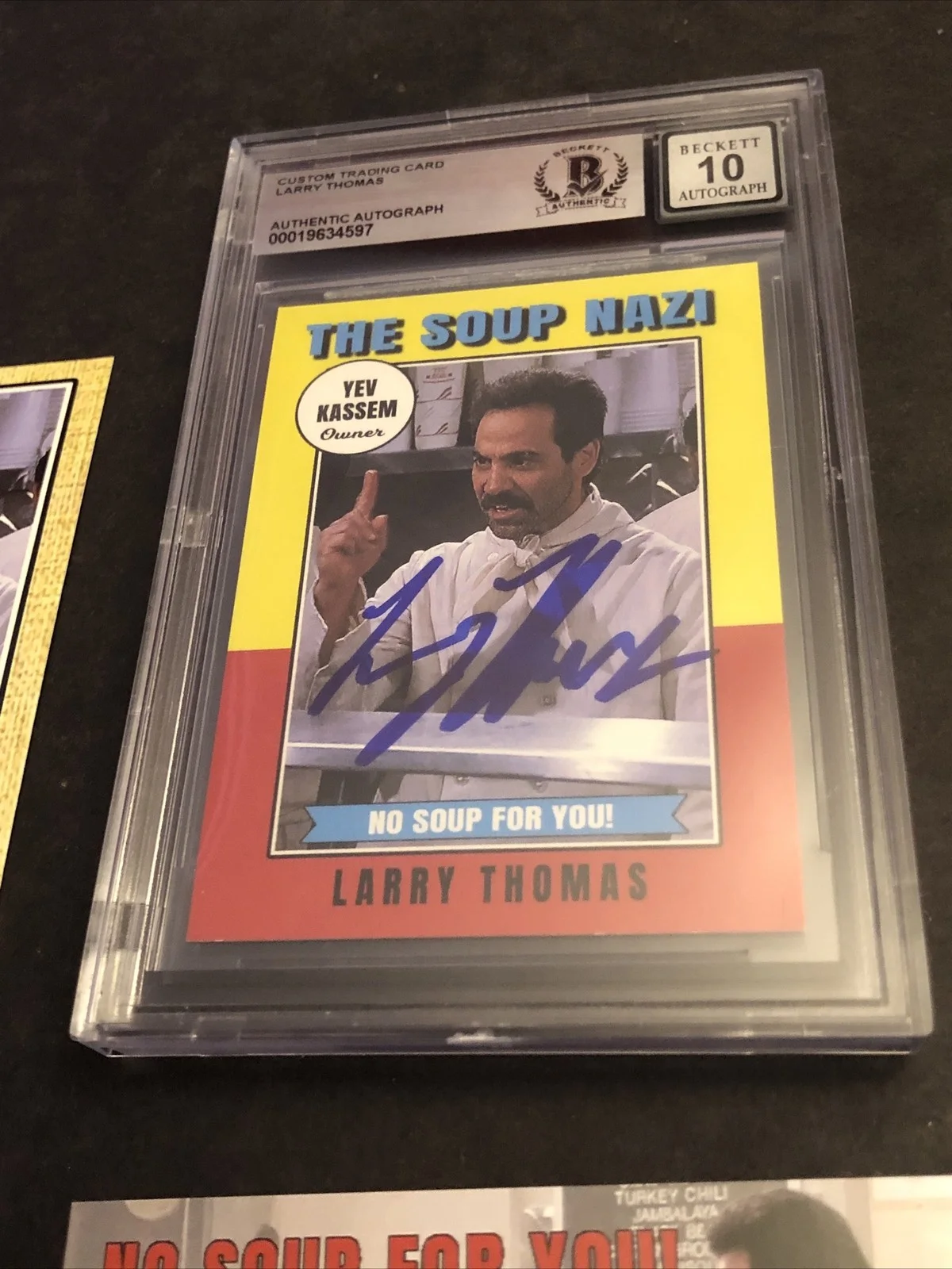 LARRY THOMAS — BECKETT 10 GEM MINT AUTO LARRY THOMAS CUSTOM CARD SEINFELD SOUP NAZI *FREE* 597, image 2