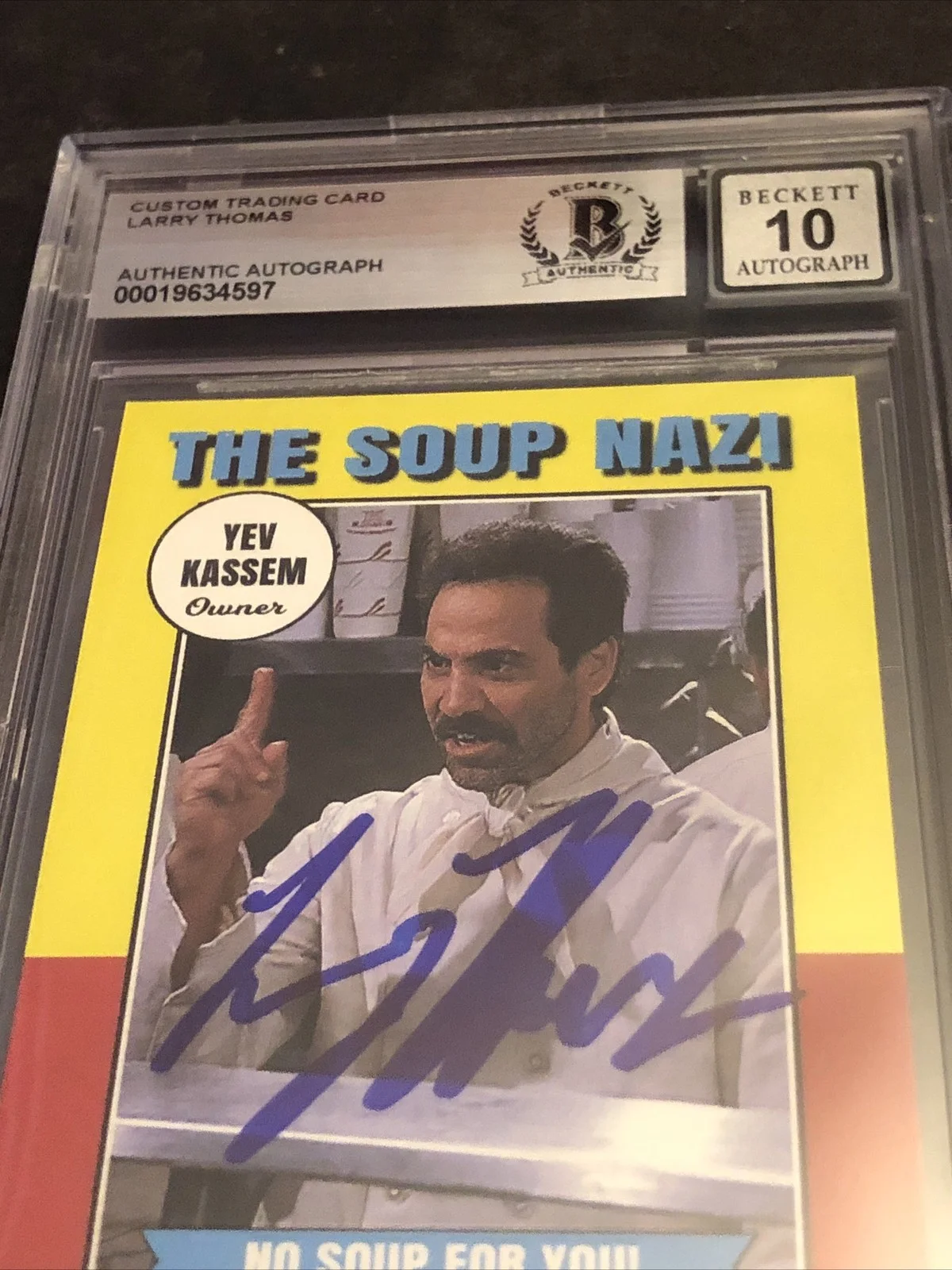 LARRY THOMAS — BECKETT 10 GEM MINT AUTO LARRY THOMAS CUSTOM CARD SEINFELD SOUP NAZI *FREE* 597, image 3