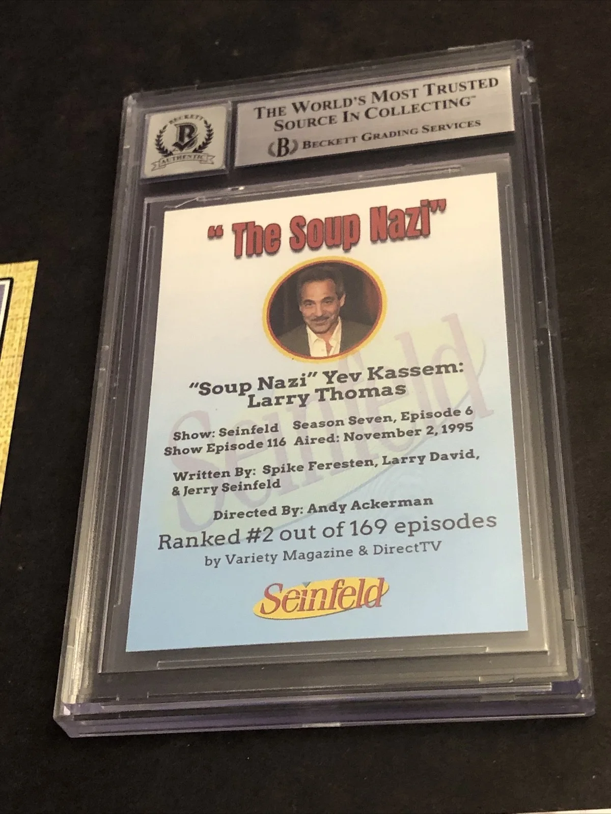 LARRY THOMAS — BECKETT 10 GEM MINT AUTO LARRY THOMAS CUSTOM CARD SEINFELD SOUP NAZI *FREE* 597, image 4