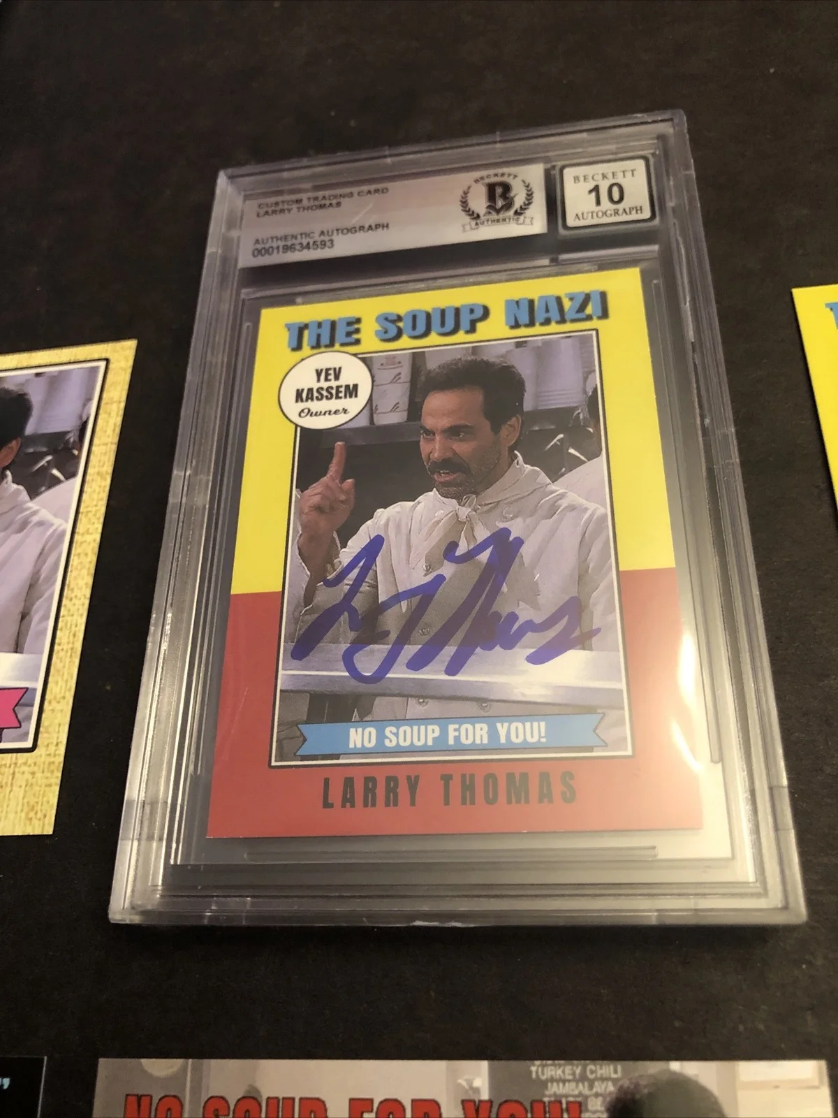 LARRY THOMAS — BECKETT 10 GEM MINT AUTO LARRY THOMAS CUSTOM CARD SEINFELD SOUP NAZI *FREE* 593, изображение 2