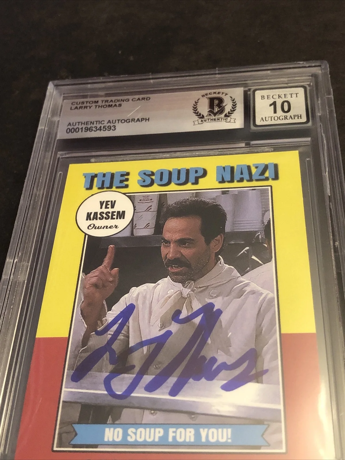 LARRY THOMAS — BECKETT 10 GEM MINT AUTO LARRY THOMAS CUSTOM CARD SEINFELD SOUP NAZI *FREE* 593, изображение 3