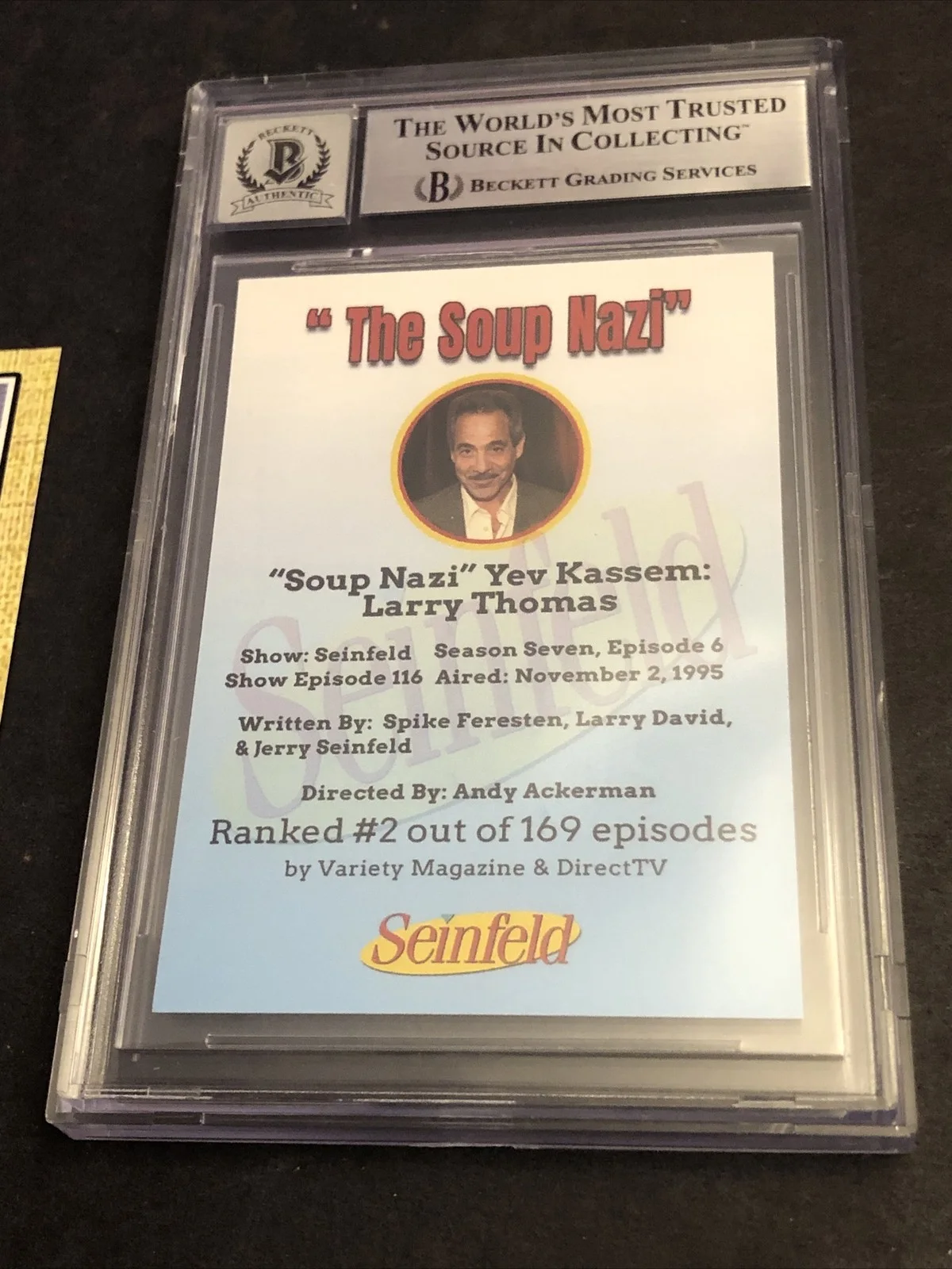 LARRY THOMAS — BECKETT 10 GEM MINT AUTO LARRY THOMAS CUSTOM CARD SEINFELD SOUP NAZI *FREE* 593, изображение 4