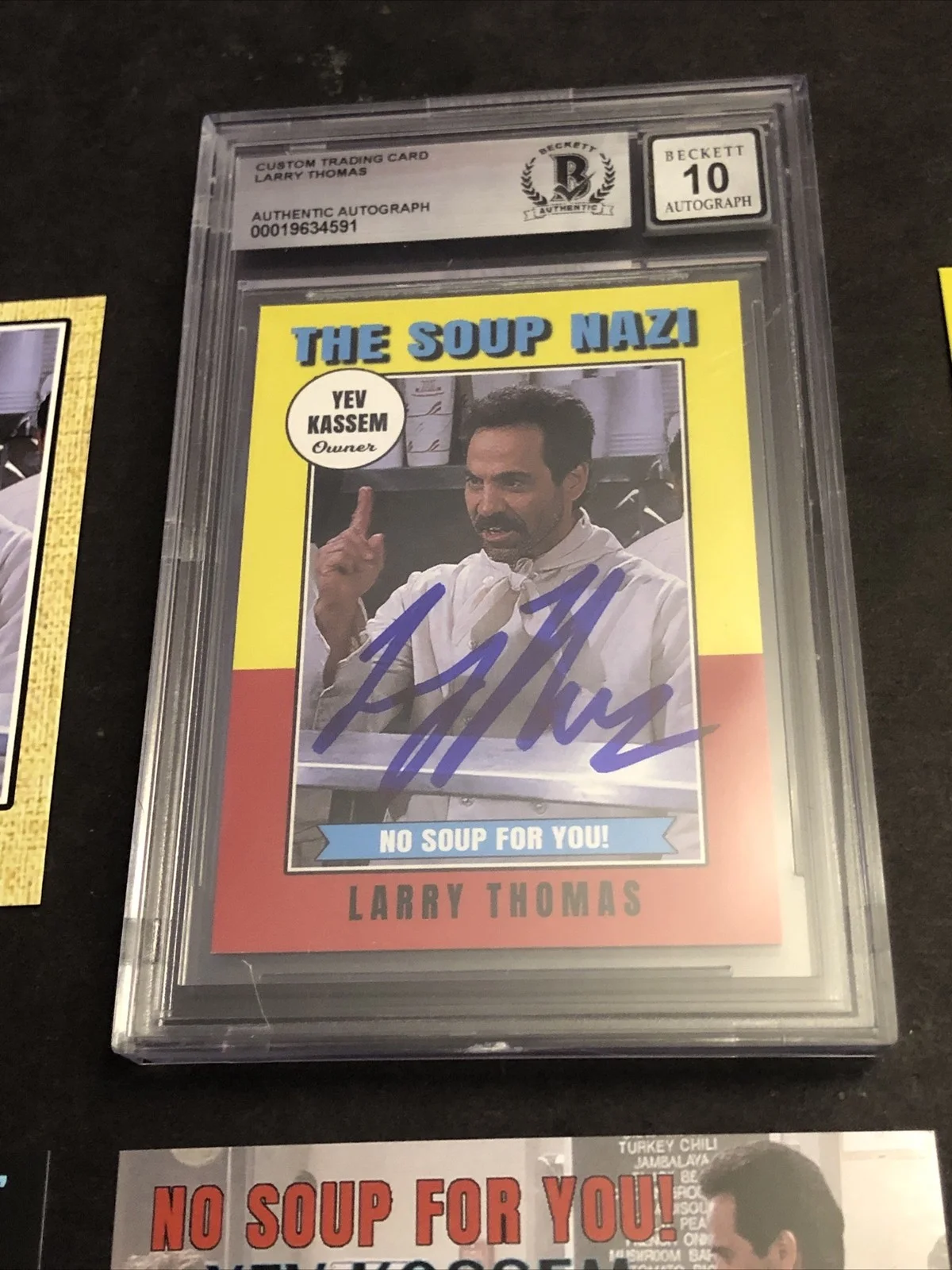 LARRY THOMAS — BECKETT 10 GEM MINT AUTO LARRY THOMAS CUSTOM CARD SEINFELD SOUP NAZI *FREE* 591, image 2