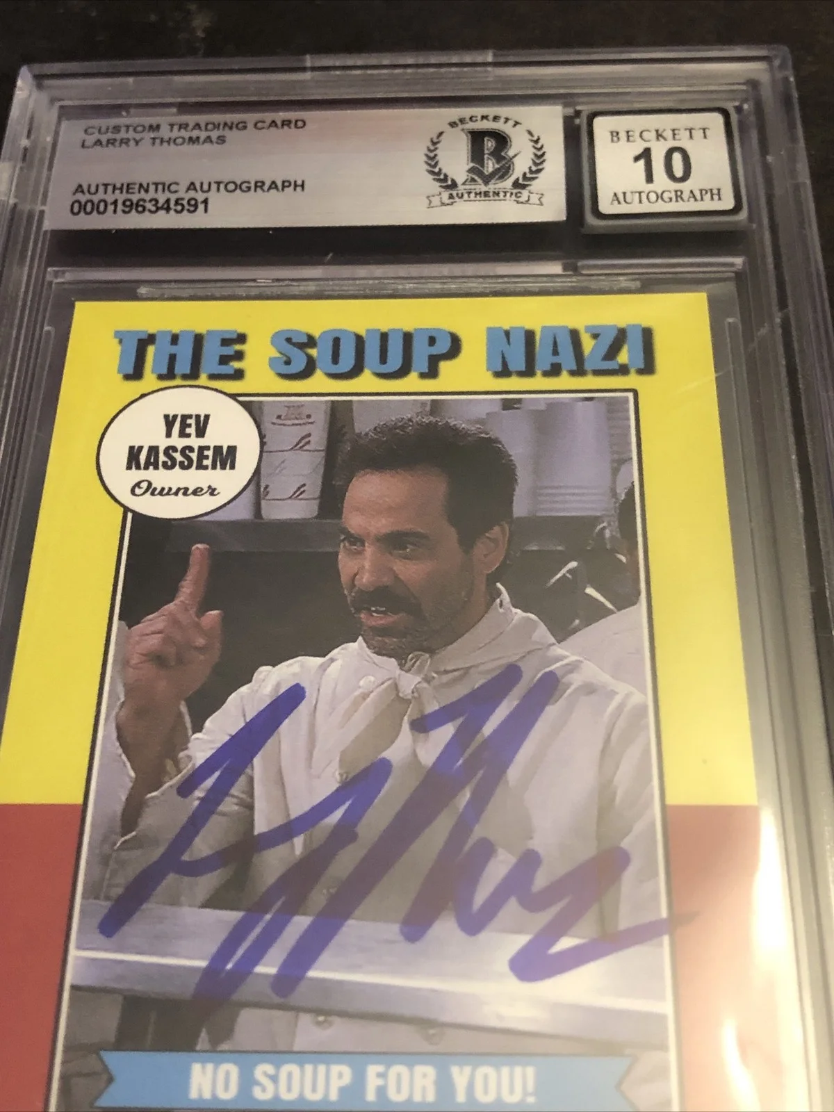LARRY THOMAS — BECKETT 10 GEM MINT AUTO LARRY THOMAS CUSTOM CARD SEINFELD SOUP NAZI *FREE* 591, image 3