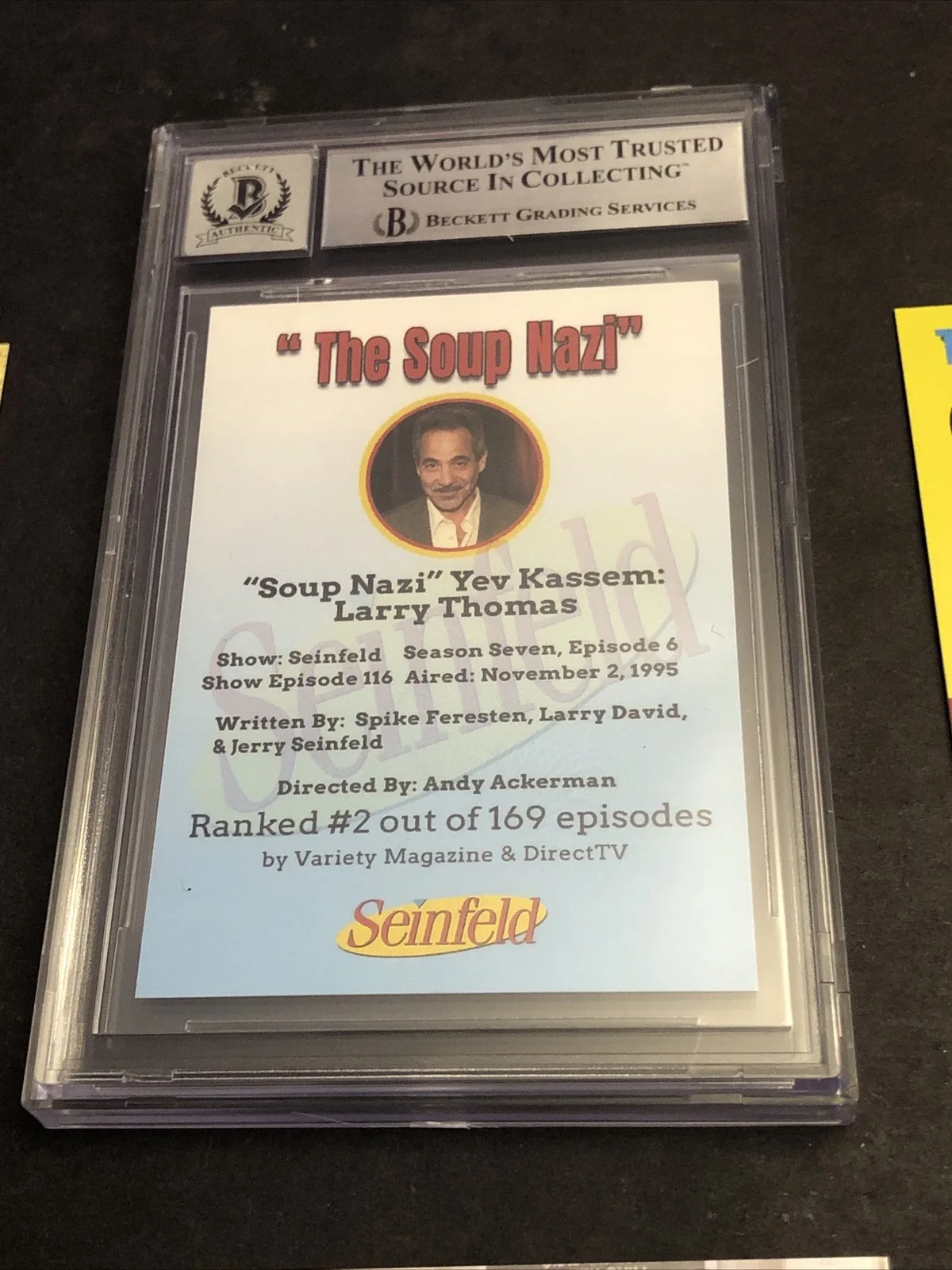 LARRY THOMAS — BECKETT 10 GEM MINT AUTO LARRY THOMAS CUSTOM CARD SEINFELD SOUP NAZI *FREE* 591, image 4