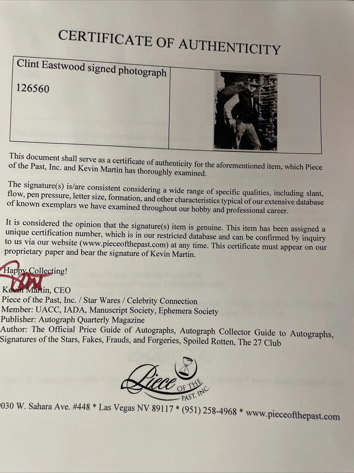 Clint Eastwood — CLINT EASTWOOD autograph Signed Photograph Picture COA Western Movie Picture P1, изображение 3