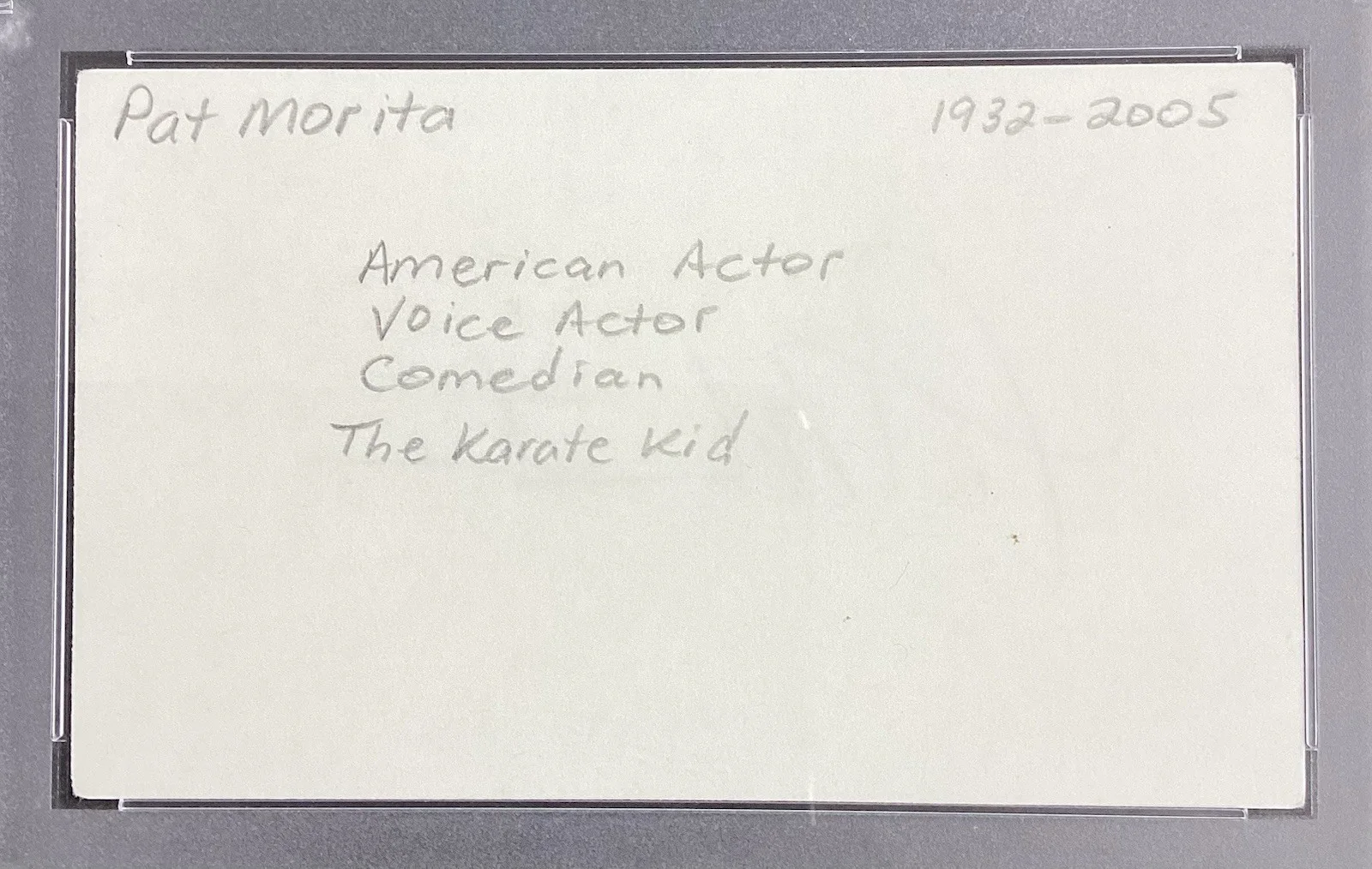 Pat Morita — Pat Morita Signed Index Card 3x5 Autograph Karate Kid Mr. Miyagi Auto PSA/DNA, image 4