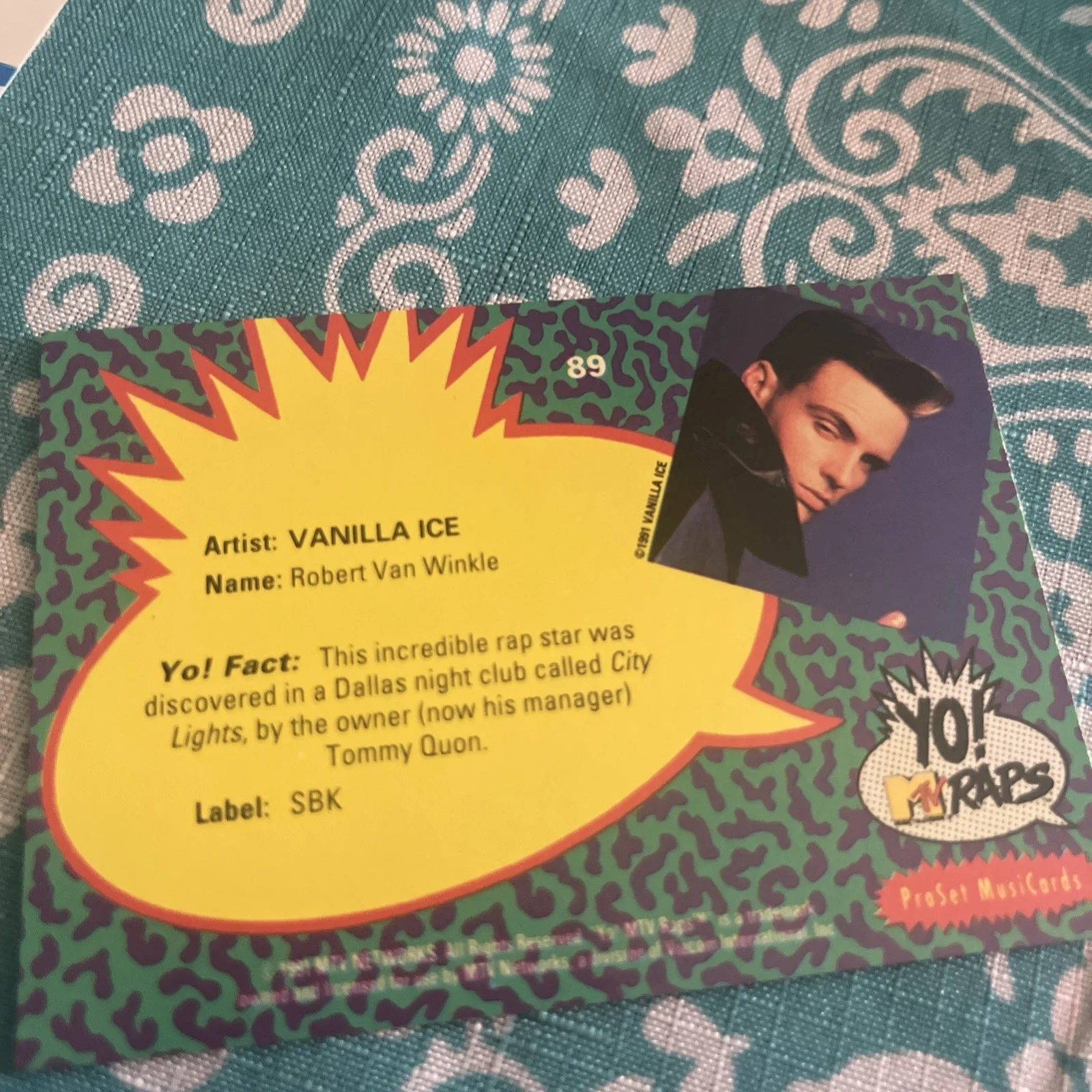 Vanilla Ice Autographed Yo MTv Raps Card Signed Rare #89, изображение 3