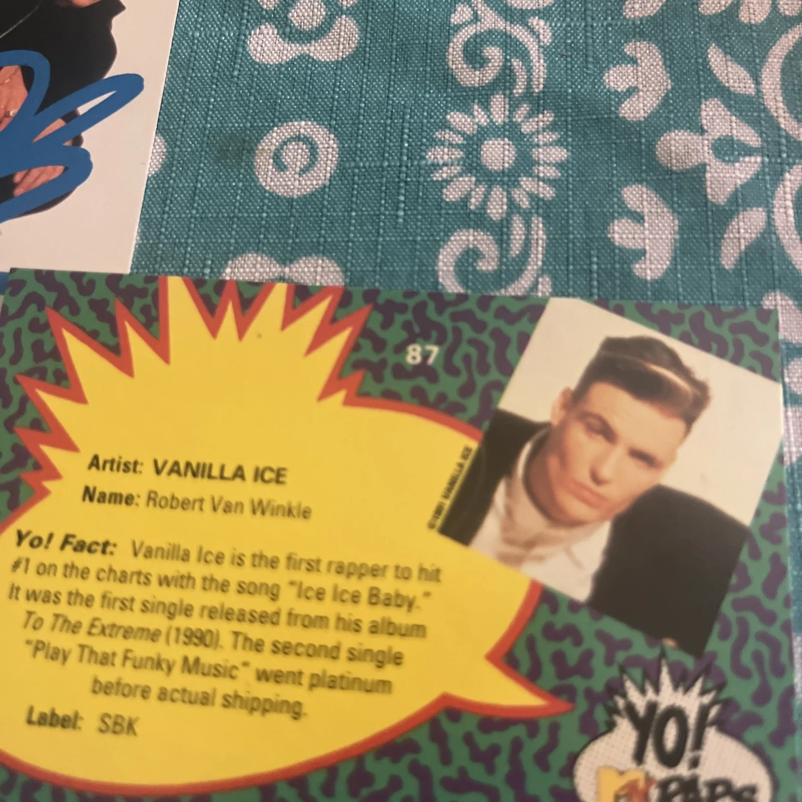Vanilla Ice Autographed Yo MTv Raps Card Signed Rate #87, image 3