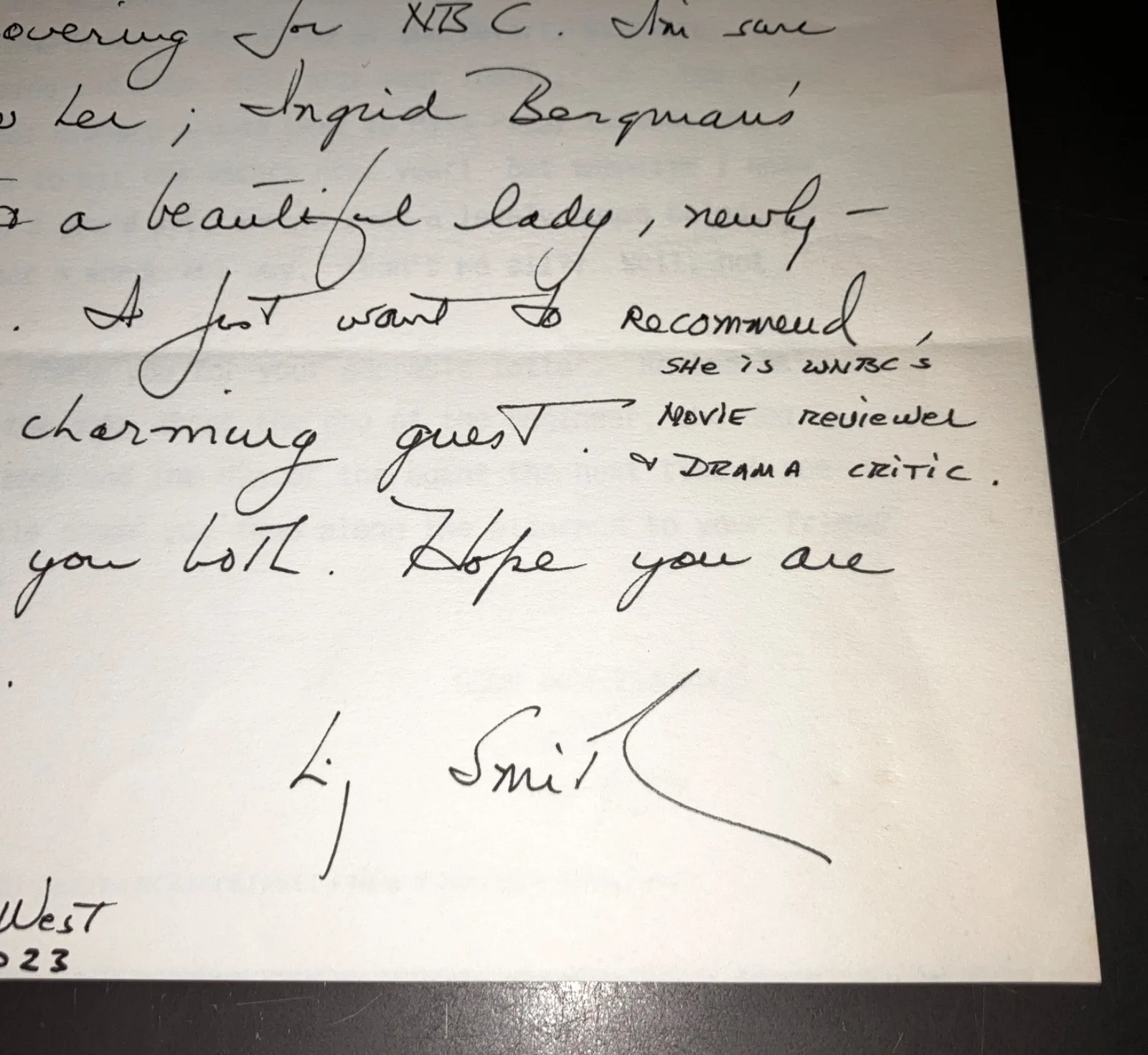 Liz Smith — LIZ SMITH Signed Favor-Ask Letter to Super-Agent Swifty Lazar (1986) + COA!, изображение 2