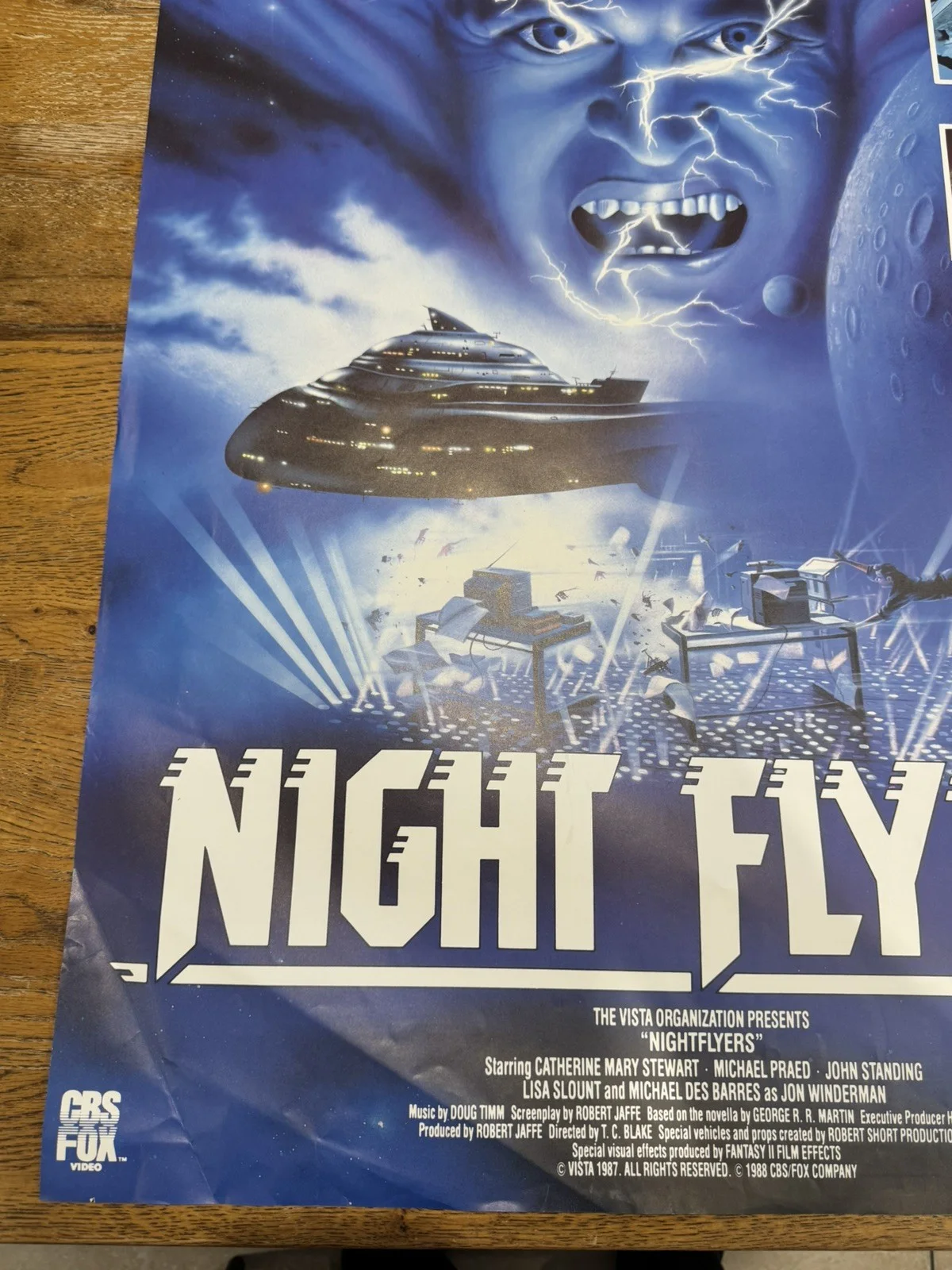 Night Flyers 1987 A1 Video Shop VHS Poster rare, image 3