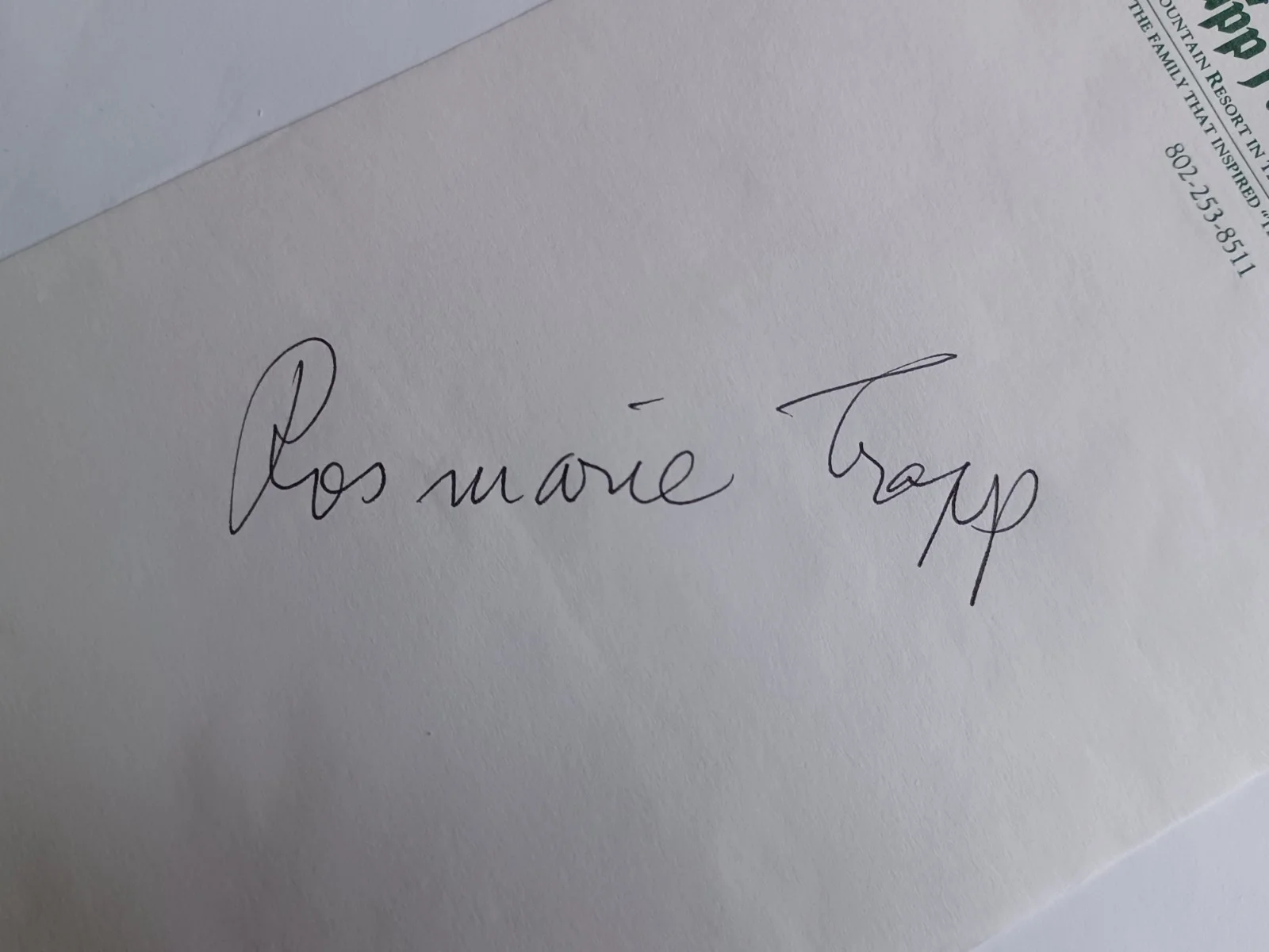 Rosmarie Trapp Signed 4.25" x 7" Paper w/Photo - The Sound of Music - Von Trapp, изображение 3