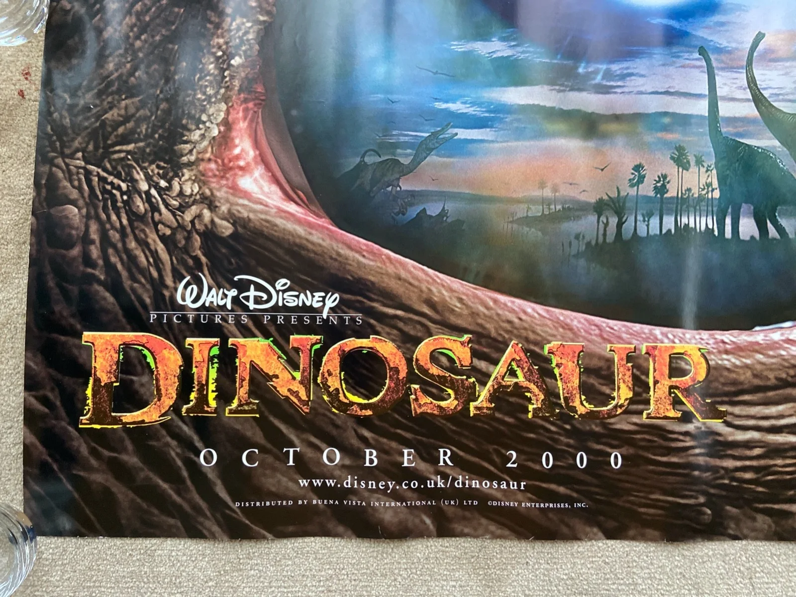DINOSAUR WALT DISNEY Original UK ADVANCE Quad DS Cinema Poster NEW Rolled 30x40, изображение 2
